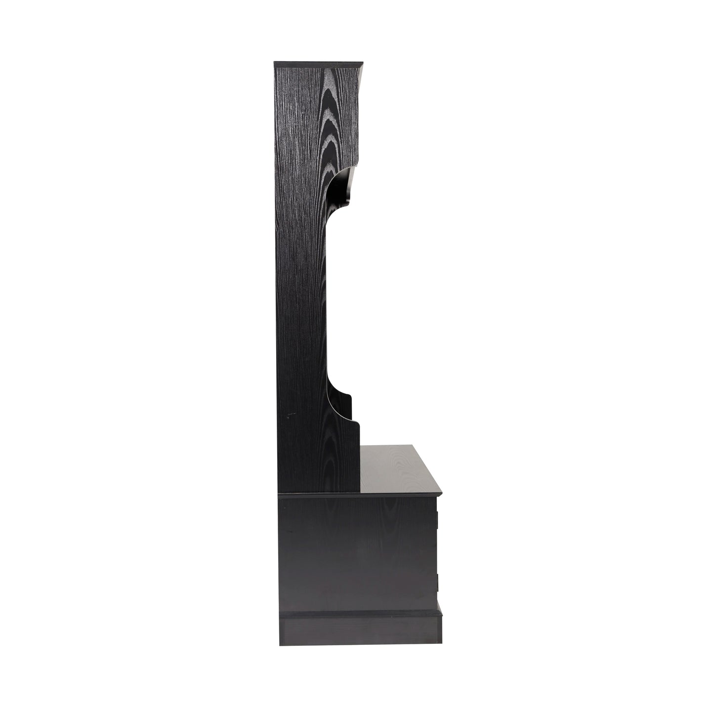 Fraser 40" Wide Hall Tree with Double Door Storage Bench, Coat Rack with 4 Black Double Hooks, and 2 Upper Storage Cubbies in Black Black