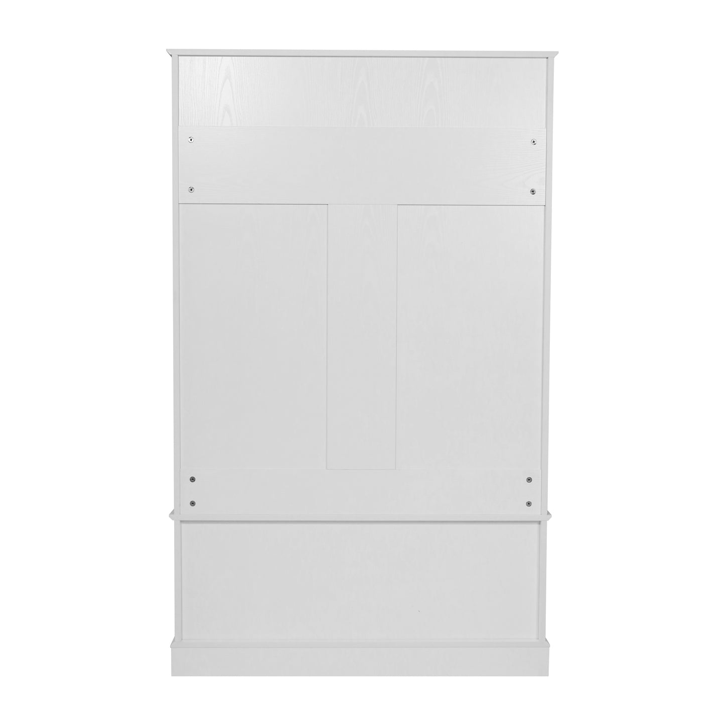 Fraser 40" Wide Hall Tree with Double Door Storage Bench, Coat Rack with 4 Black Double Hooks, and 2 Upper Storage Cubbies in White White