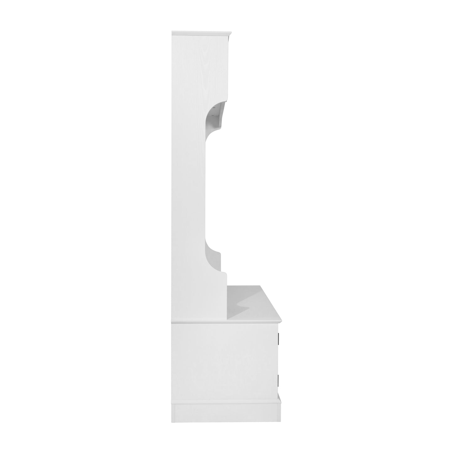 Fraser 40" Wide Hall Tree with Double Door Storage Bench, Coat Rack with 4 Black Double Hooks, and 2 Upper Storage Cubbies in White White