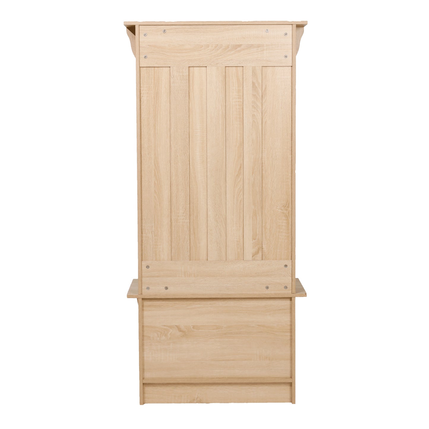 Paisley 31.5" Wide Hall Tree with Bench, 3 Single Storage Hooks, and 4 Lower Storage Cubbies with Adjustable Shelves in Weathered Wood Weathered Natural