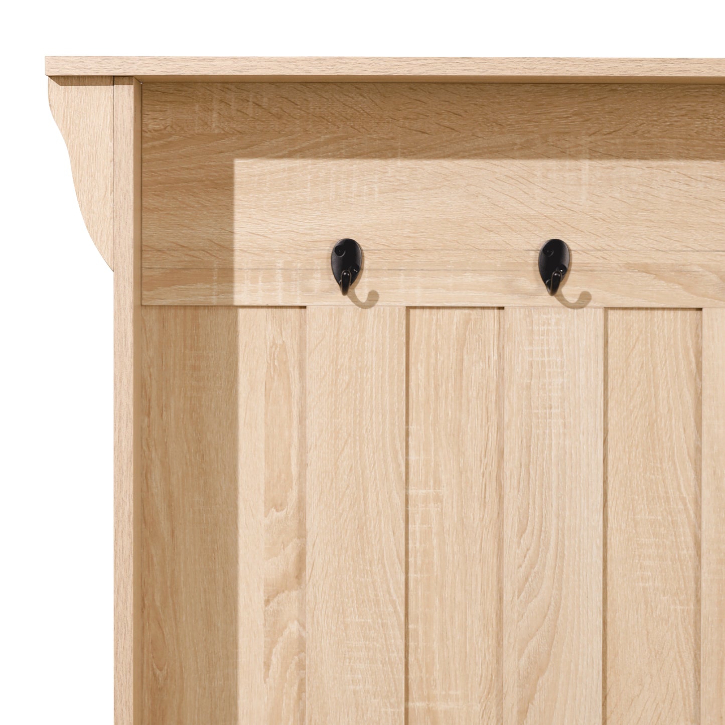 Paisley 31.5" Wide Hall Tree with Bench, 3 Single Storage Hooks, and 4 Lower Storage Cubbies with Adjustable Shelves in Weathered Wood Weathered Natural