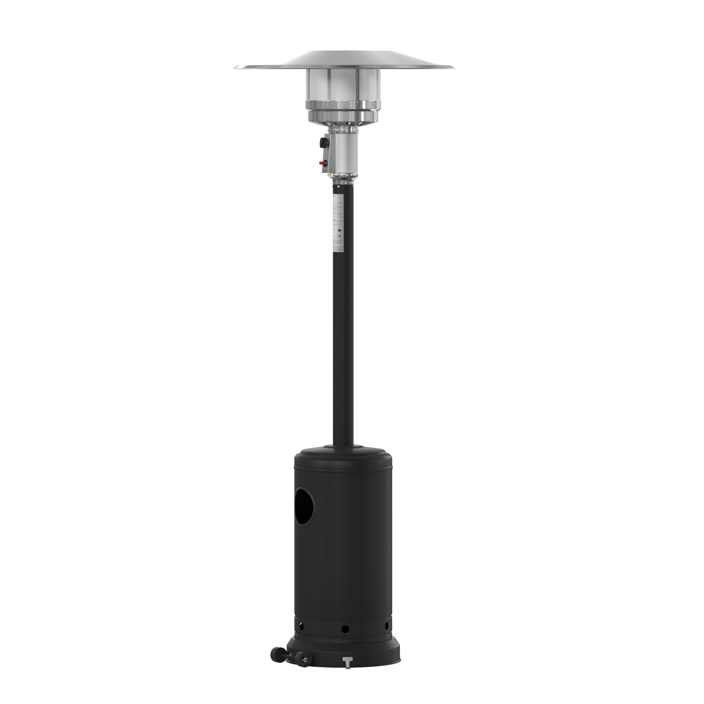 Sol Patio Outdoor Heating-Black Stainless Steel 40,000 BTU Propane Heater with Wheels-Commercial & Residential Use-7.5 Feet Tall Black