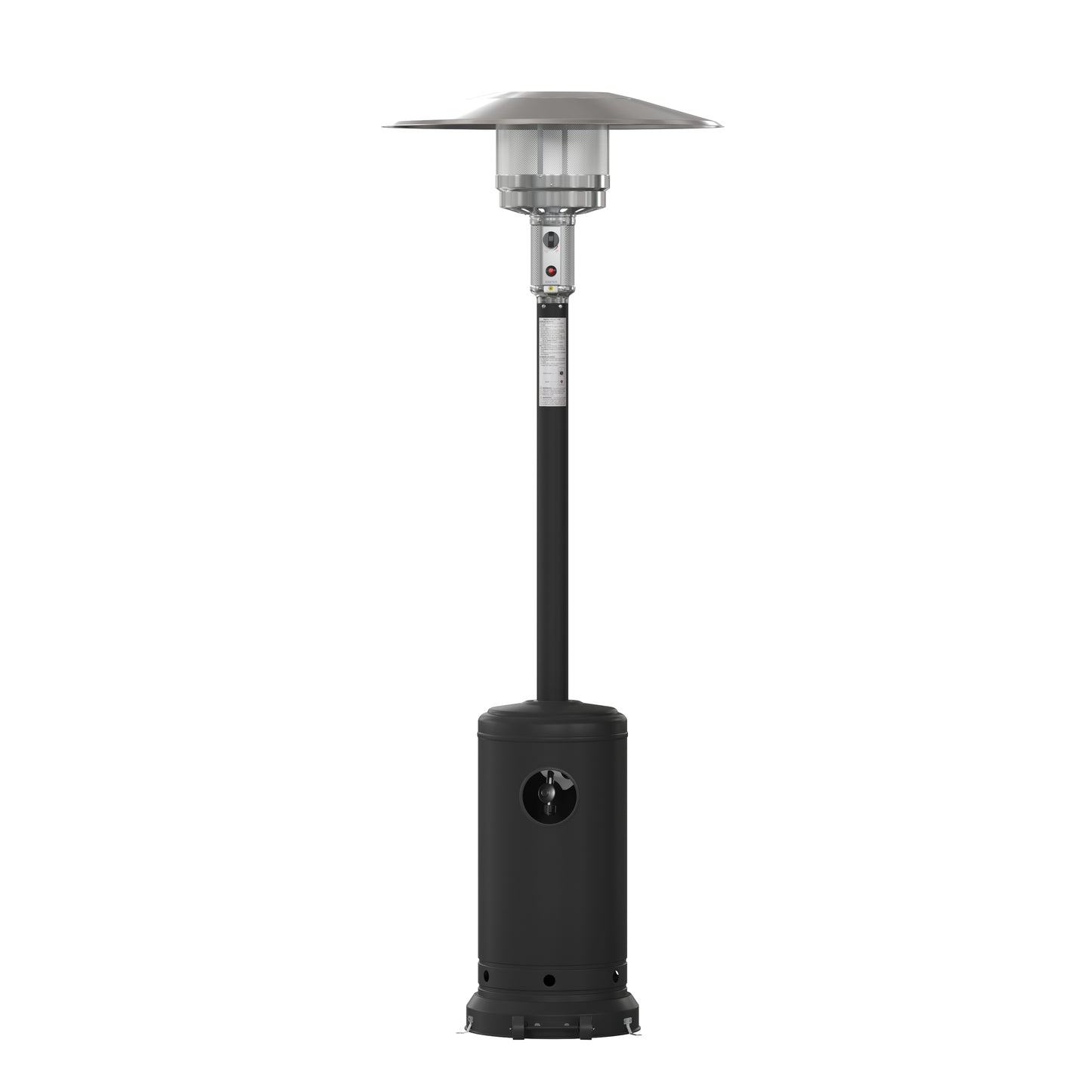 Sol Patio Outdoor Heating-Black Stainless Steel 40,000 BTU Propane Heater with Wheels-Commercial & Residential Use-7.5 Feet Tall Black