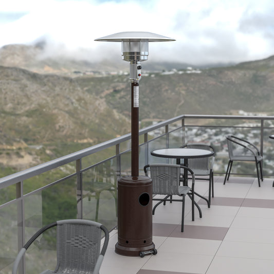 Sol Patio Outdoor Heating-Bronze Stainless Steel 40,000 BTU Propane Heater with Wheels-Commercial & Residential Use-7.5 Feet Tall Bronze
