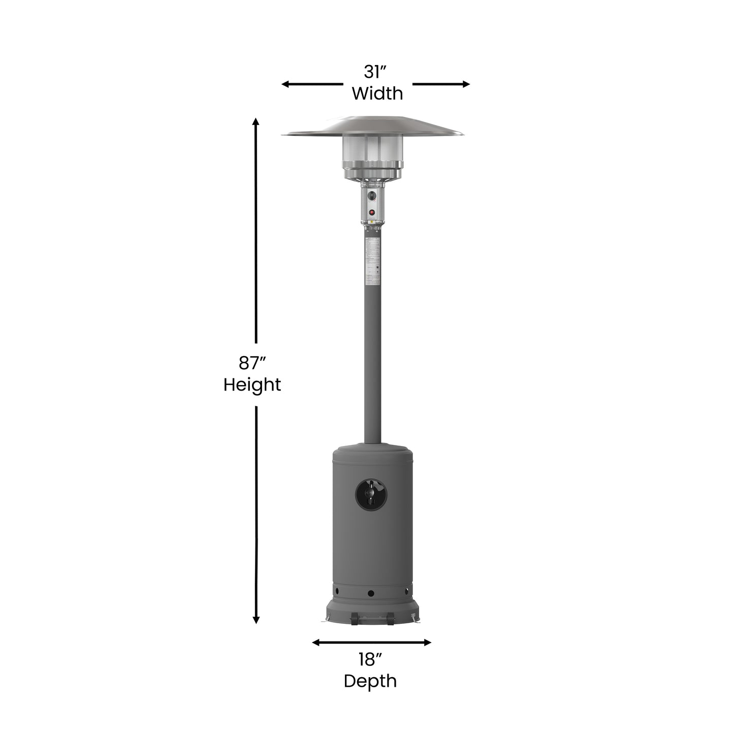 Sol Patio Outdoor Heating-Slate Gray Stainless Steel 40,000 BTU Propane Heater with Wheels-Commercial & Residential Use-7.5 Feet Tall Slate Gray