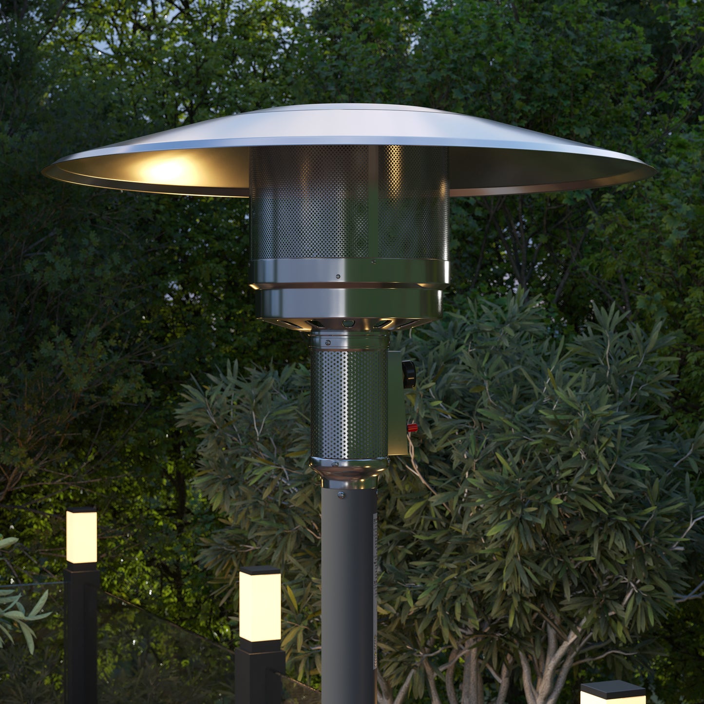 Sol Patio Outdoor Heating-Slate Gray Stainless Steel 40,000 BTU Propane Heater with Wheels-Commercial & Residential Use-7.5 Feet Tall Slate Gray