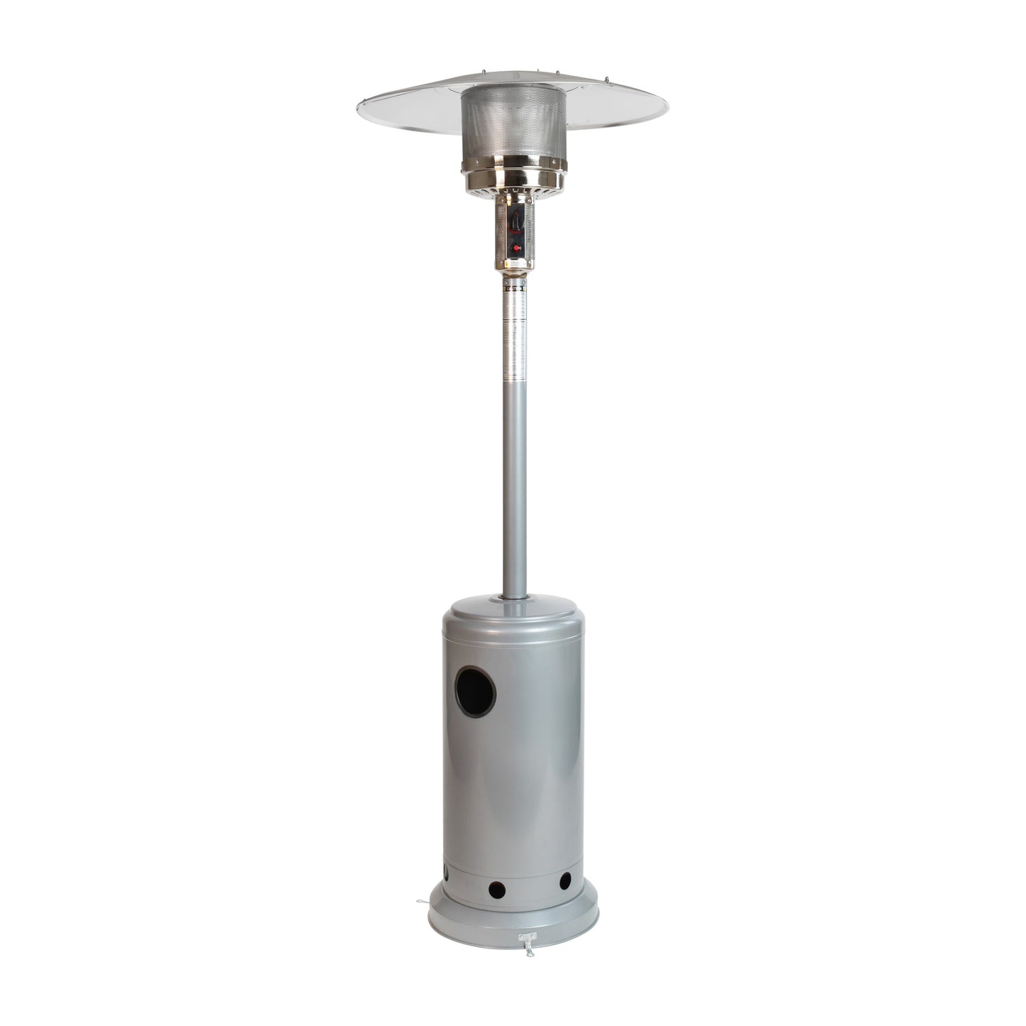 Sol Patio Outdoor Heating-Silver Stainless Steel 40,000 BTU Propane Heater with Wheels-Commercial & Residential Use-7.5 Feet Tall Silver