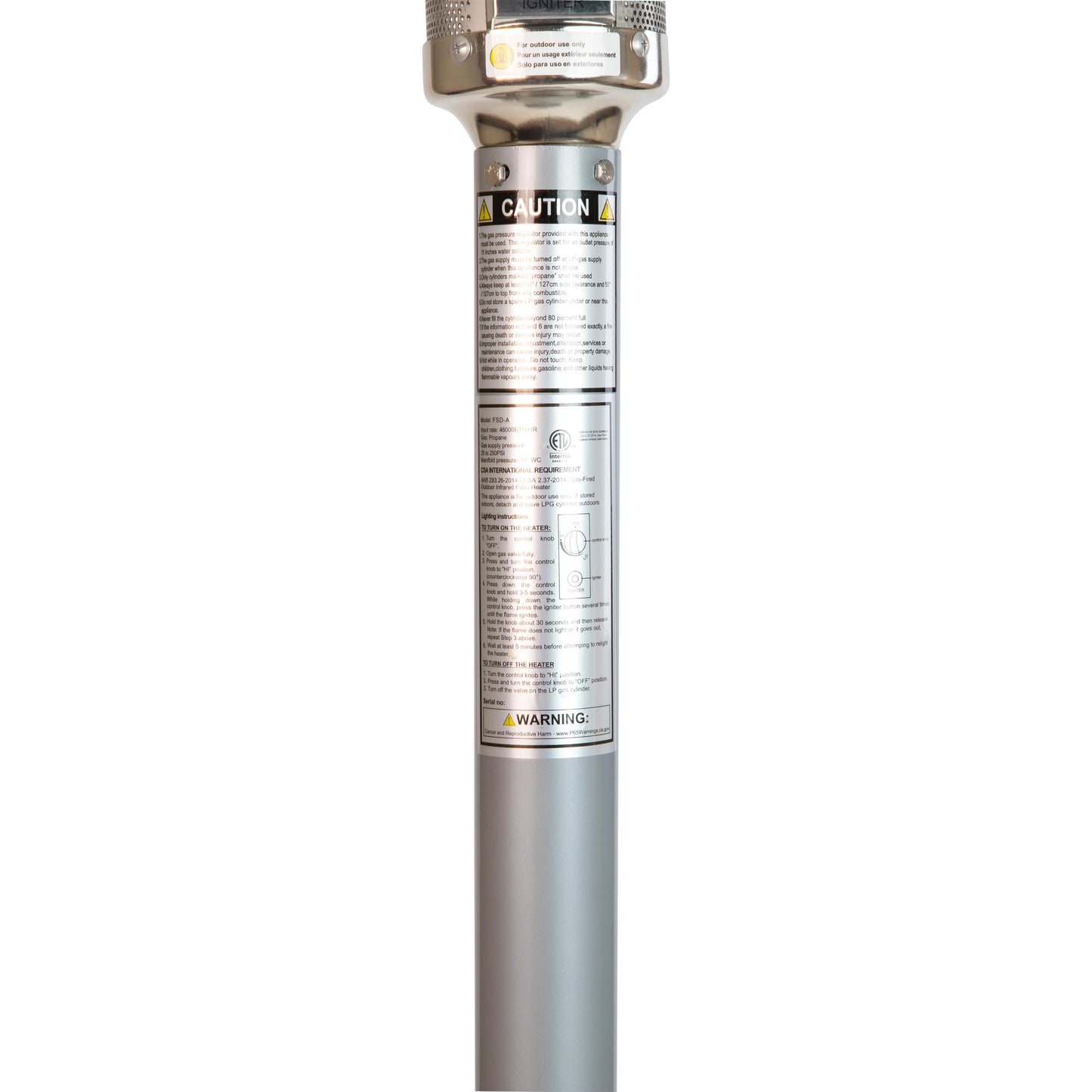 Sol Patio Outdoor Heating-Silver Stainless Steel 40,000 BTU Propane Heater with Wheels-Commercial & Residential Use-7.5 Feet Tall Silver
