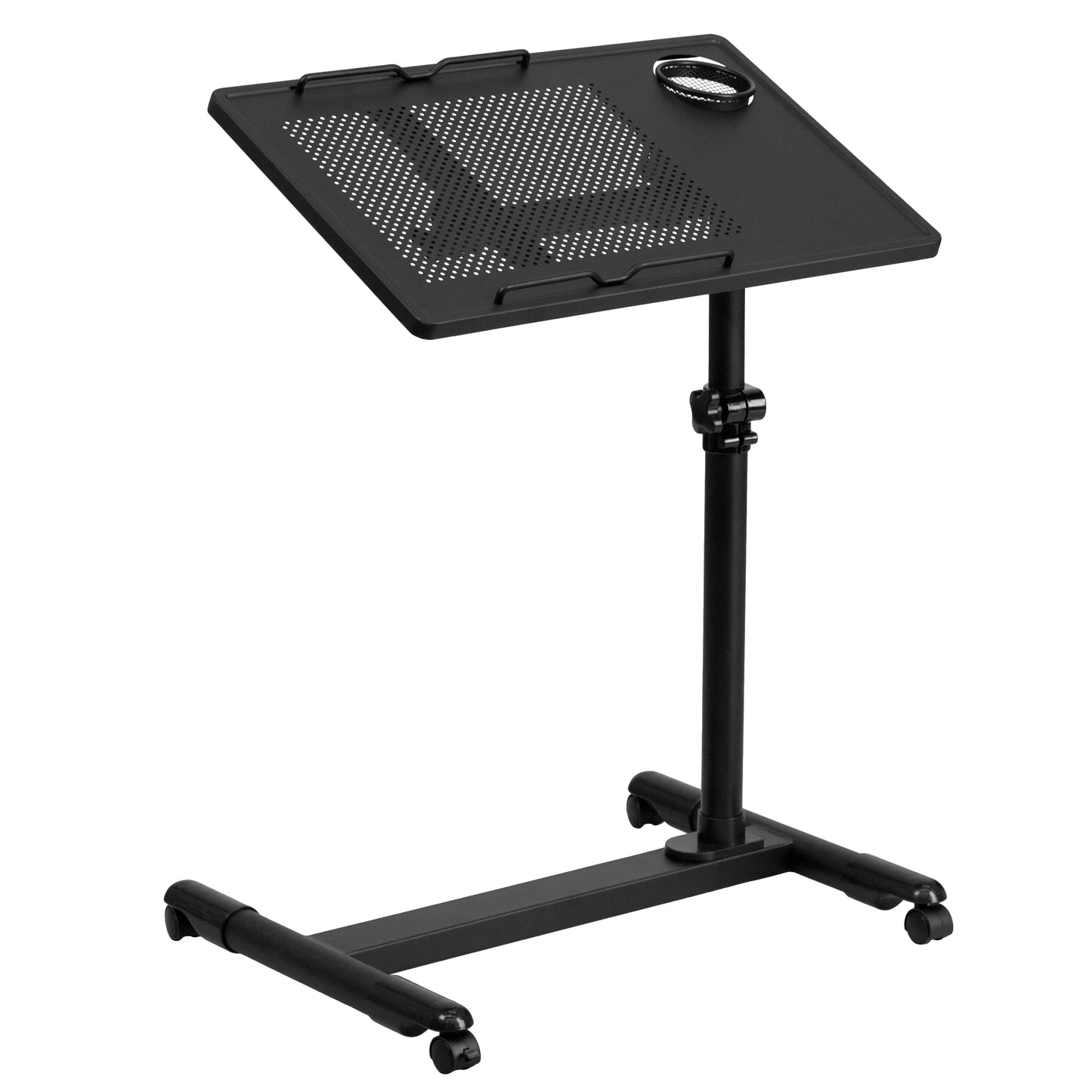 Macon Black Adjustable Height Steel Mobile Computer Desk Black