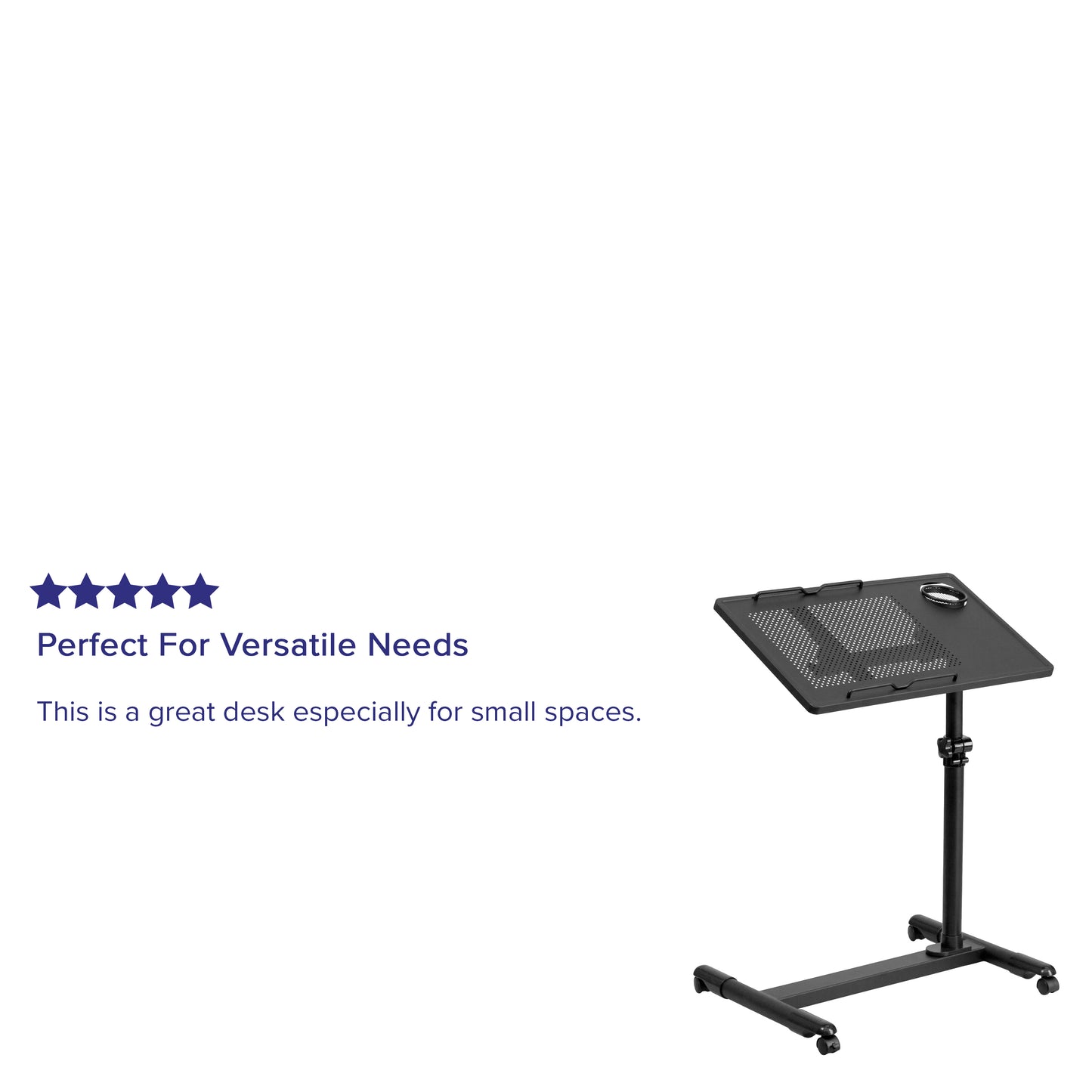 Macon Black Adjustable Height Steel Mobile Computer Desk Black