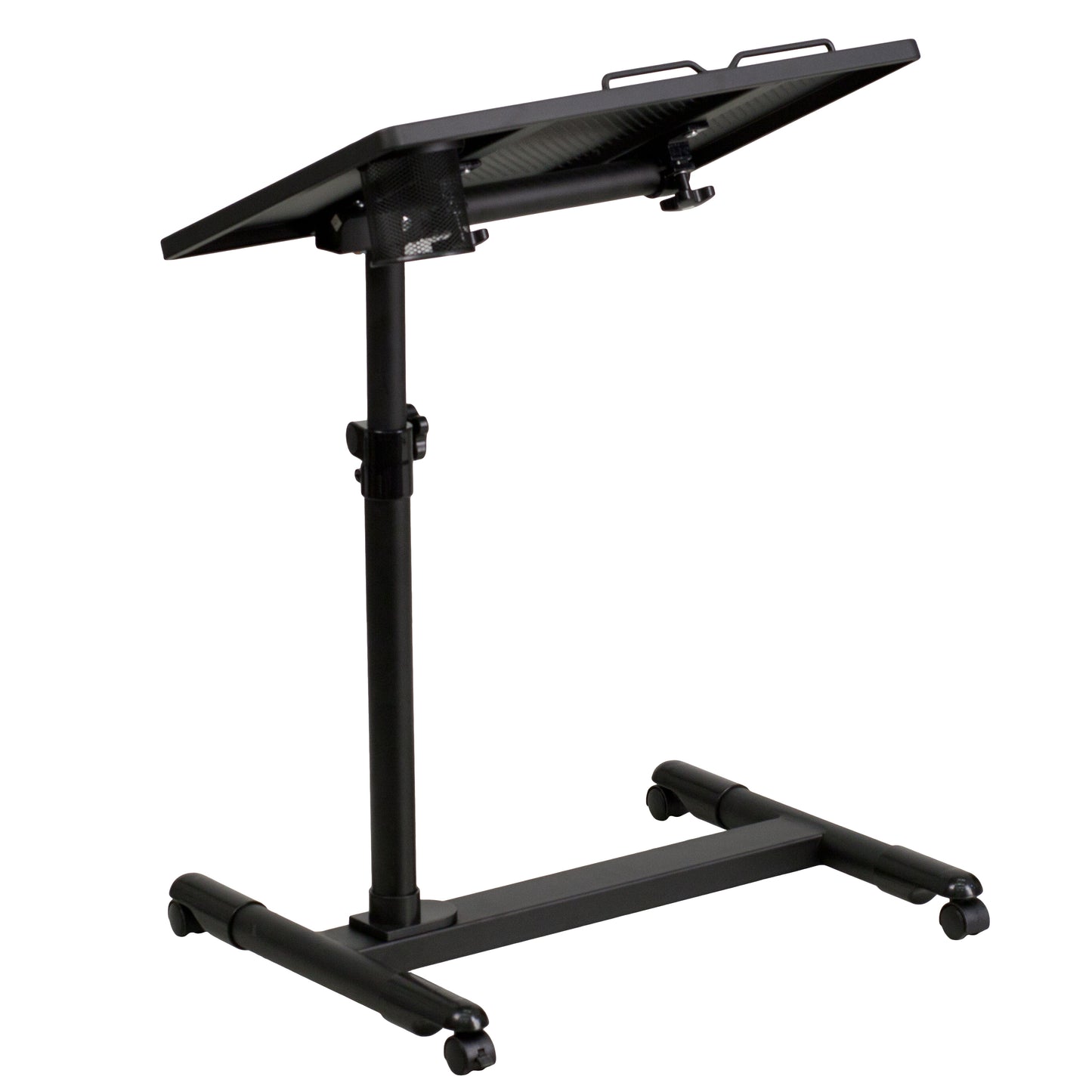 Macon Black Adjustable Height Steel Mobile Computer Desk Black