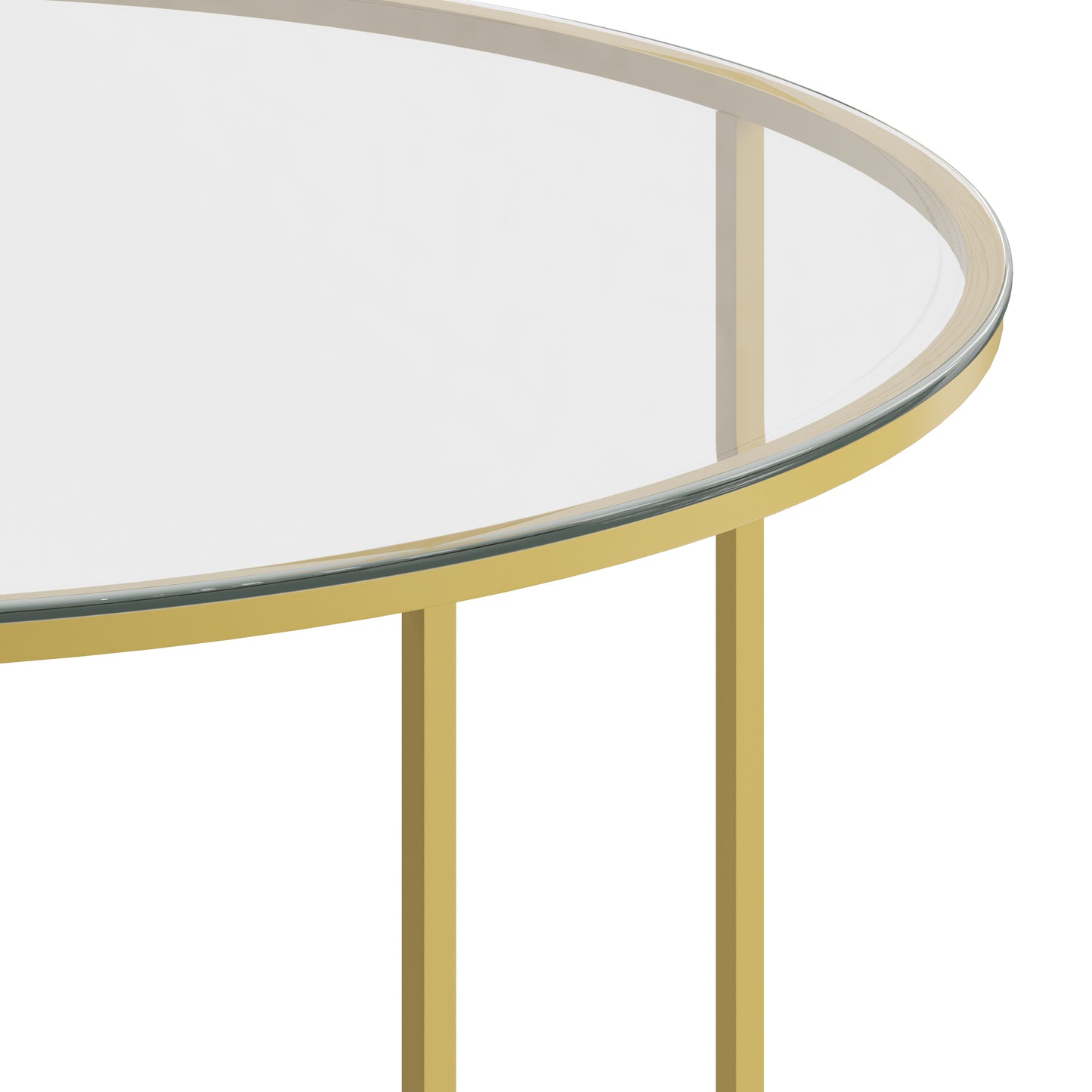Greenwich Collection Coffee Table - Modern Clear Glass Accent Table with Crisscross Brushed Gold Frame Clear Top/Brushed Gold Frame