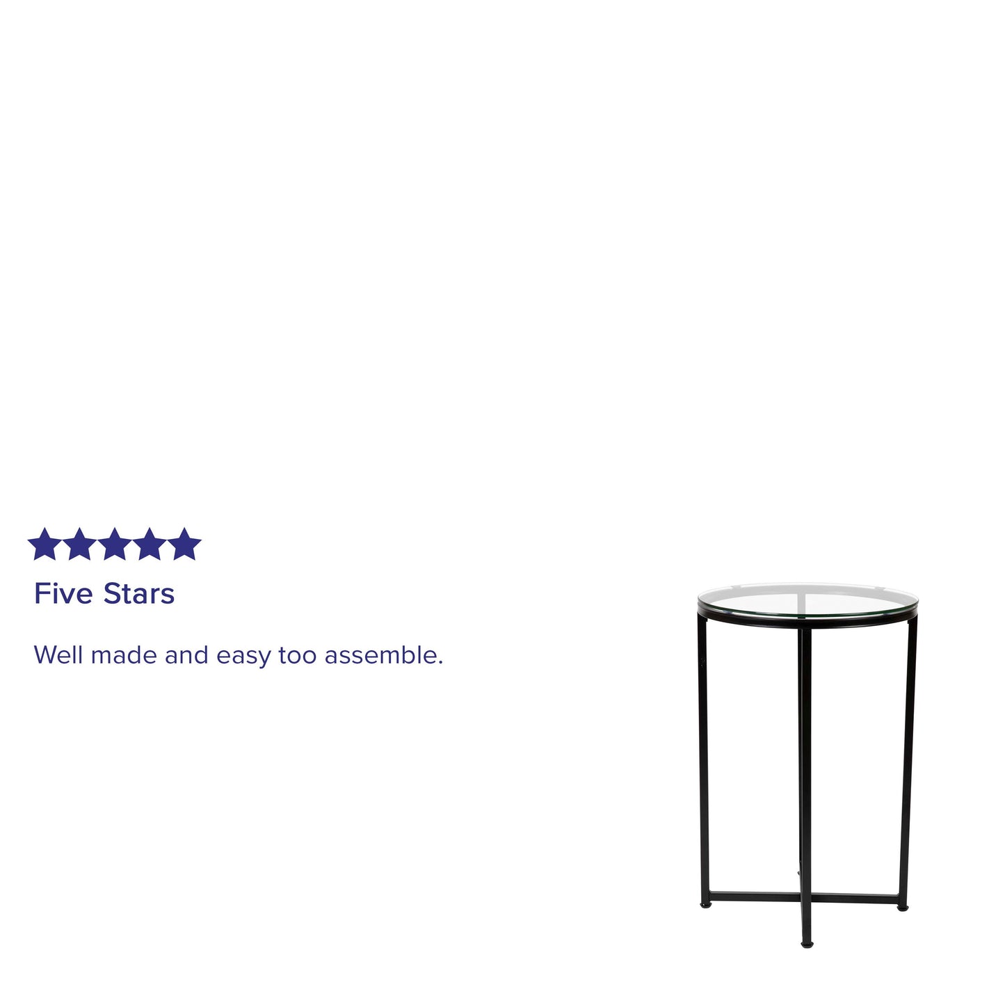 Greenwich Collection End Table - Modern Clear Glass Accent Table with Crisscross Matte Black Frame Clear Top/Matte Black Frame