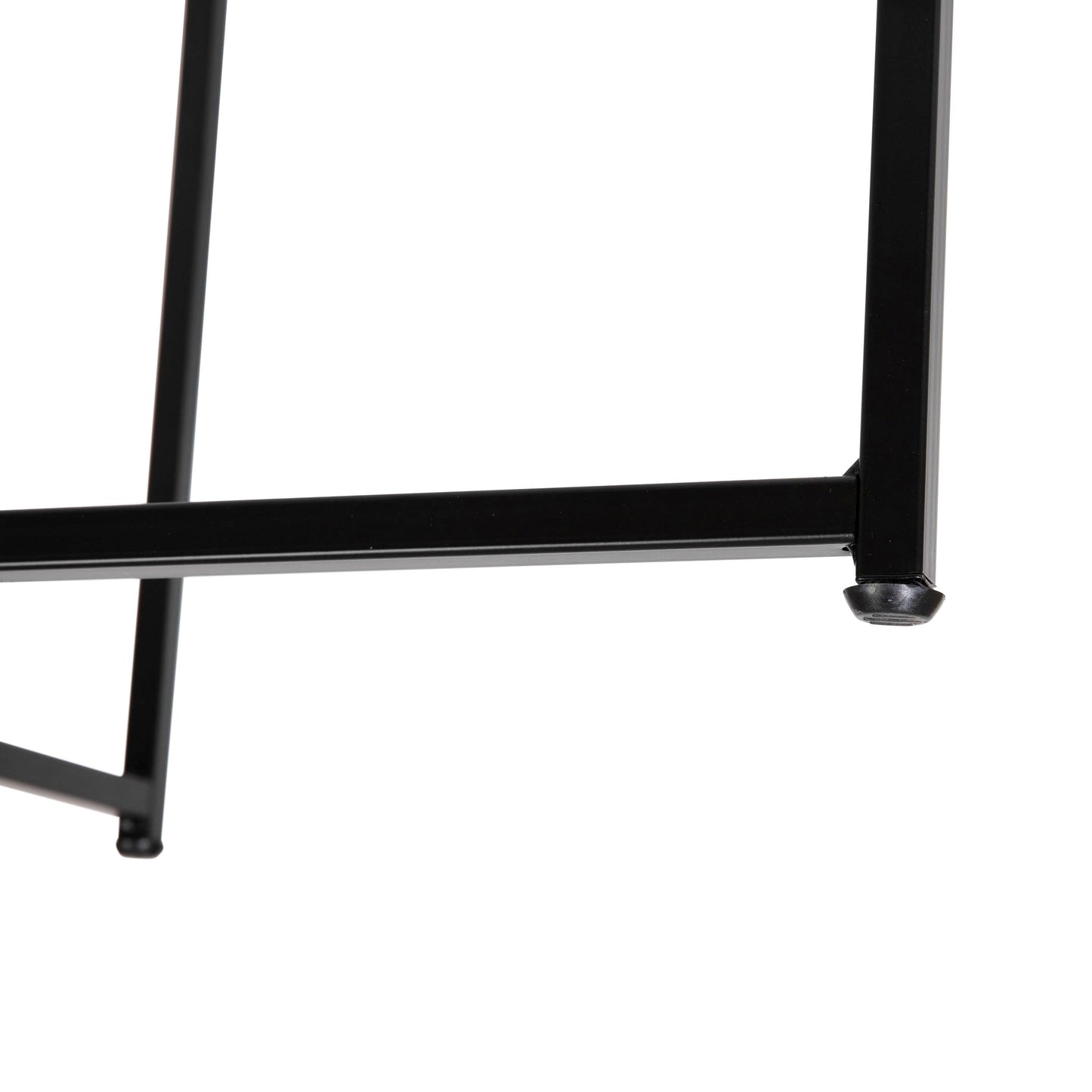 Greenwich Collection End Table - Modern Clear Glass Accent Table with Crisscross Matte Black Frame Clear Top/Matte Black Frame
