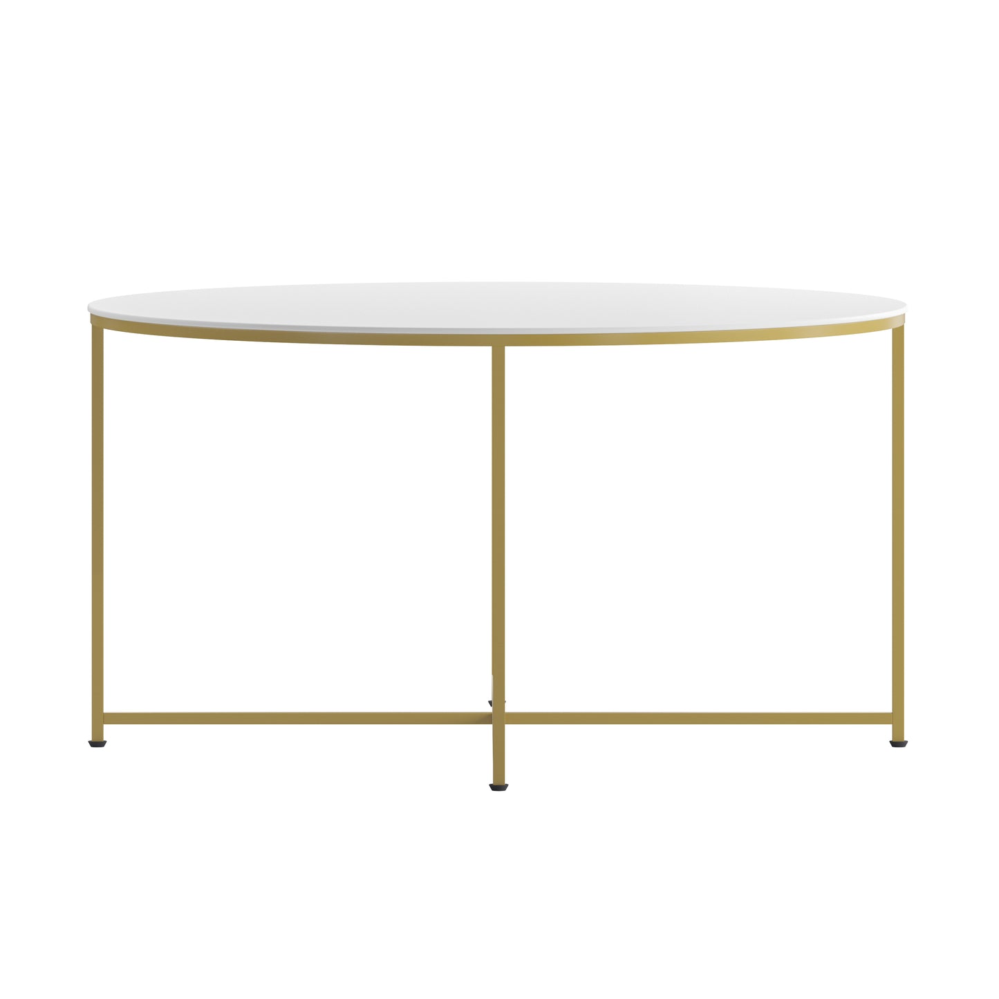 Hampstead Collection Coffee Table - Modern White Finish Accent Table with Crisscross Brushed Gold Frame White Top/Brushed Gold Frame NAN-JH-1787CT-GG