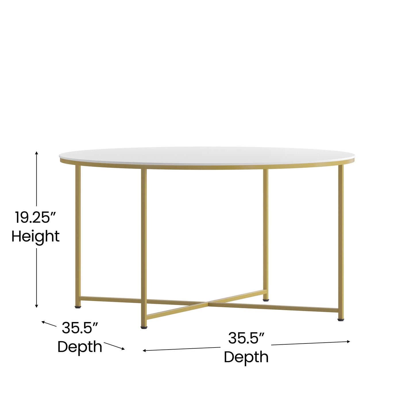Hampstead Collection Coffee Table - Modern White Finish Accent Table with Crisscross Brushed Gold Frame White Top/Brushed Gold Frame NAN-JH-1787CT-GG