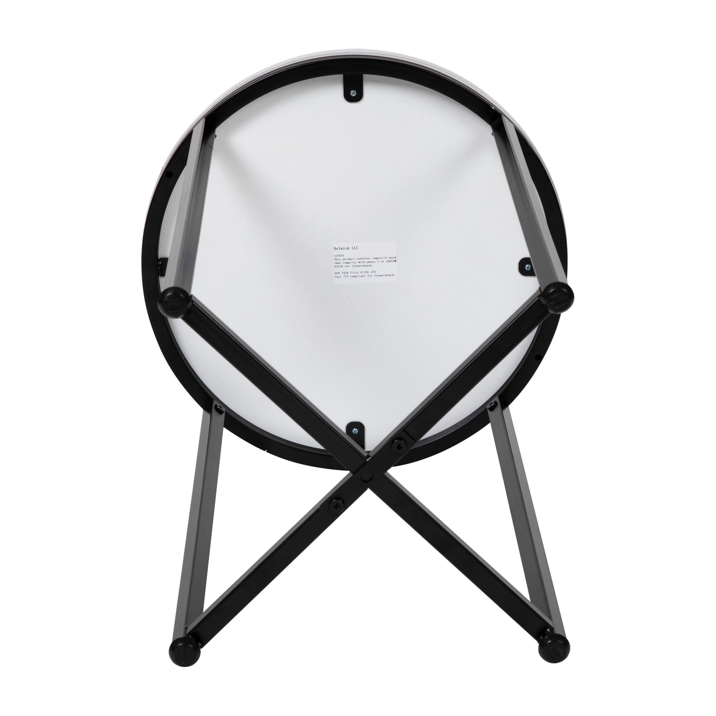 Hampstead Collection End Table - Modern White Finish Accent Table with Crisscross Matte Black Frame White Top/Matte Black Frame