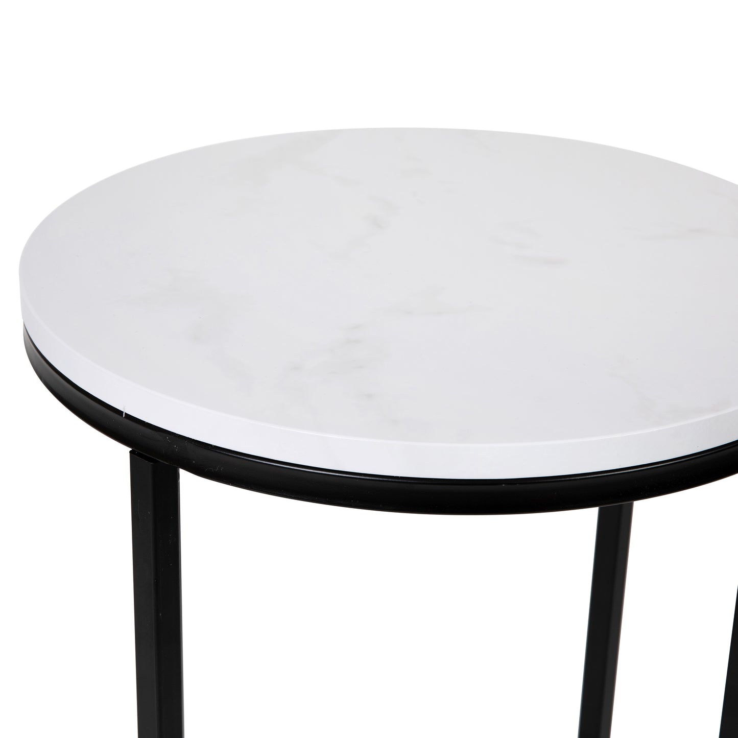 Hampstead Collection End Table - Modern White Marble Finish Accent Table with Crisscross Matte Black Frame White Marble Top/Matte Black Frame NAN-JH-1787ET-MRBL-BK-GG