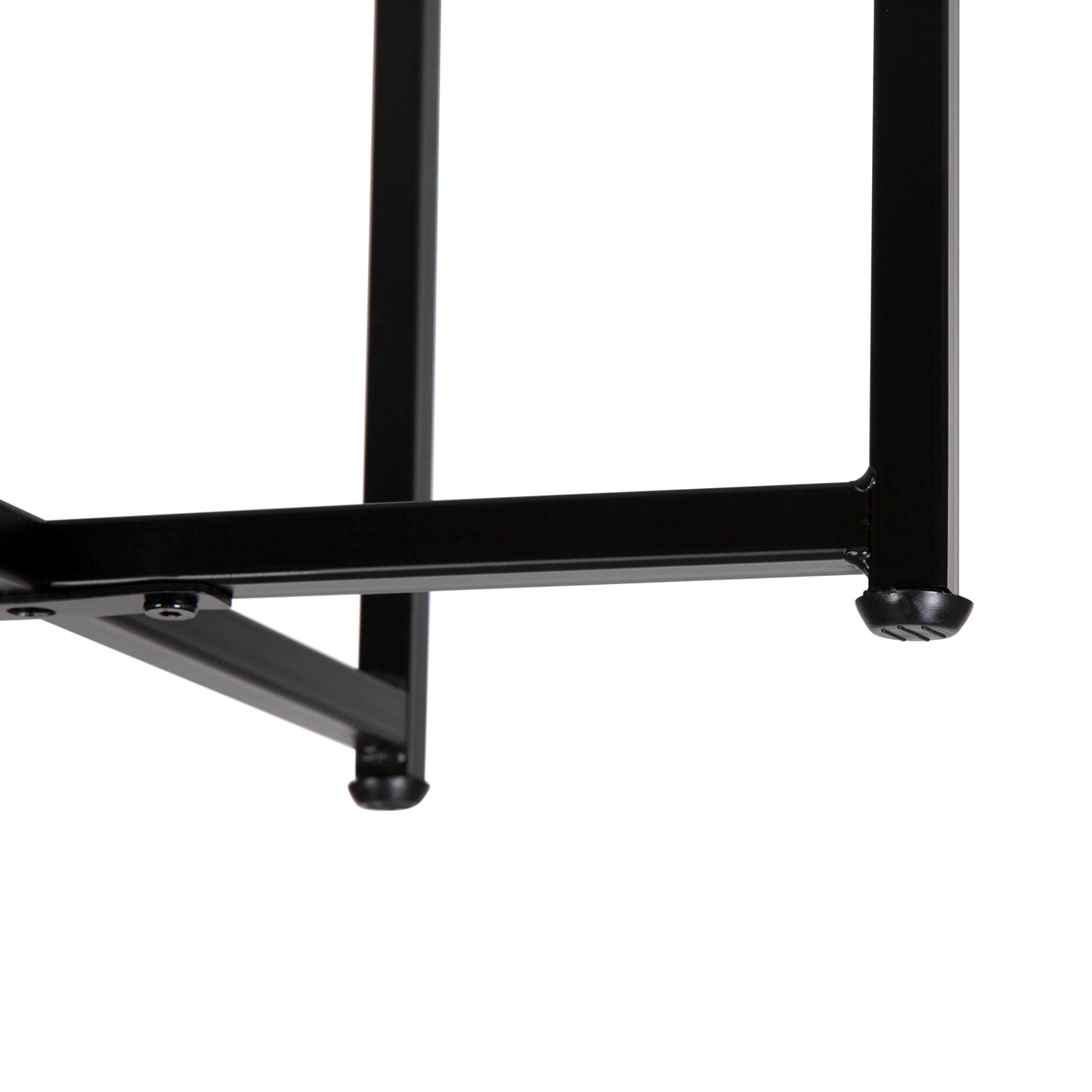 Hampstead Collection End Table - Modern White Marble Finish Accent Table with Crisscross Matte Black Frame White Marble Top/Matte Black Frame NAN-JH-1787ET-MRBL-BK-GG