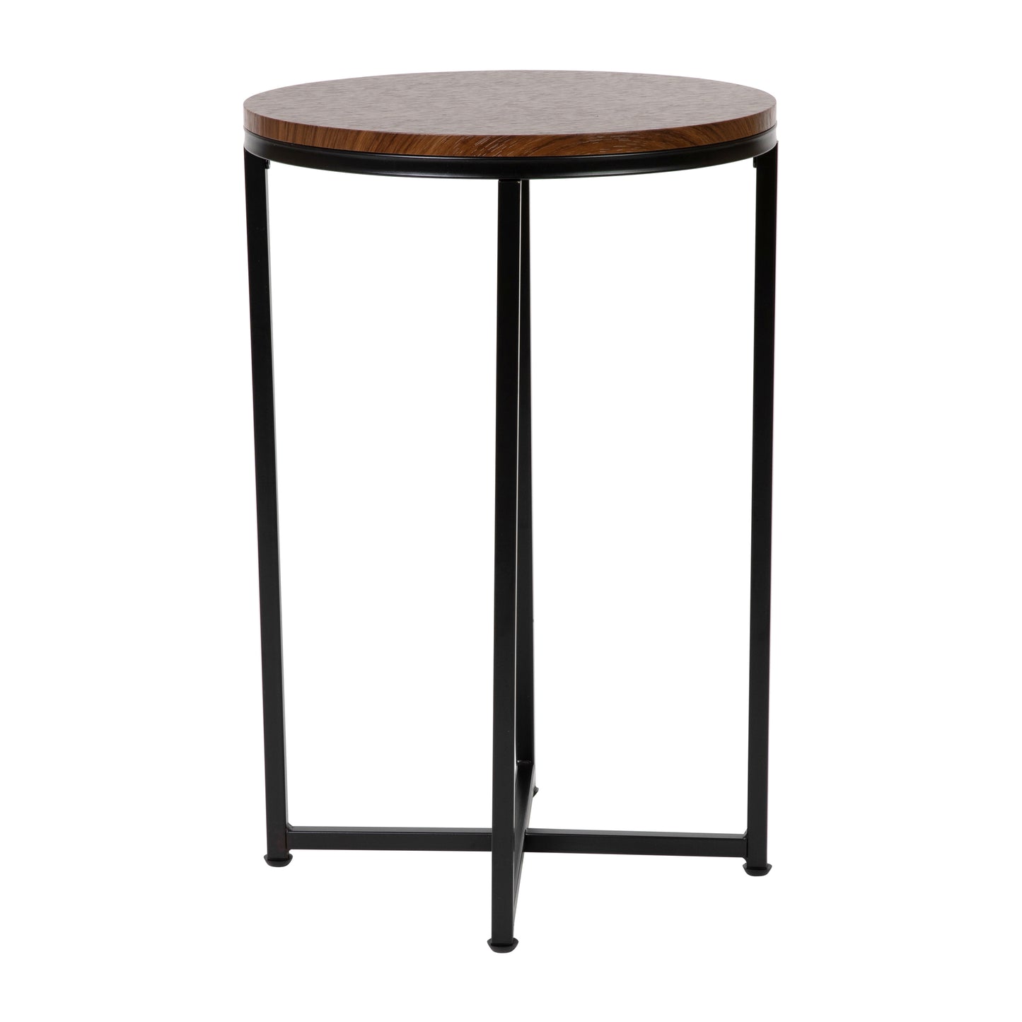 Hampstead Collection End Table - Modern Walnut Finish Accent Table with Crisscross Matte Black Frame Walnut Top/Matte Black Frame