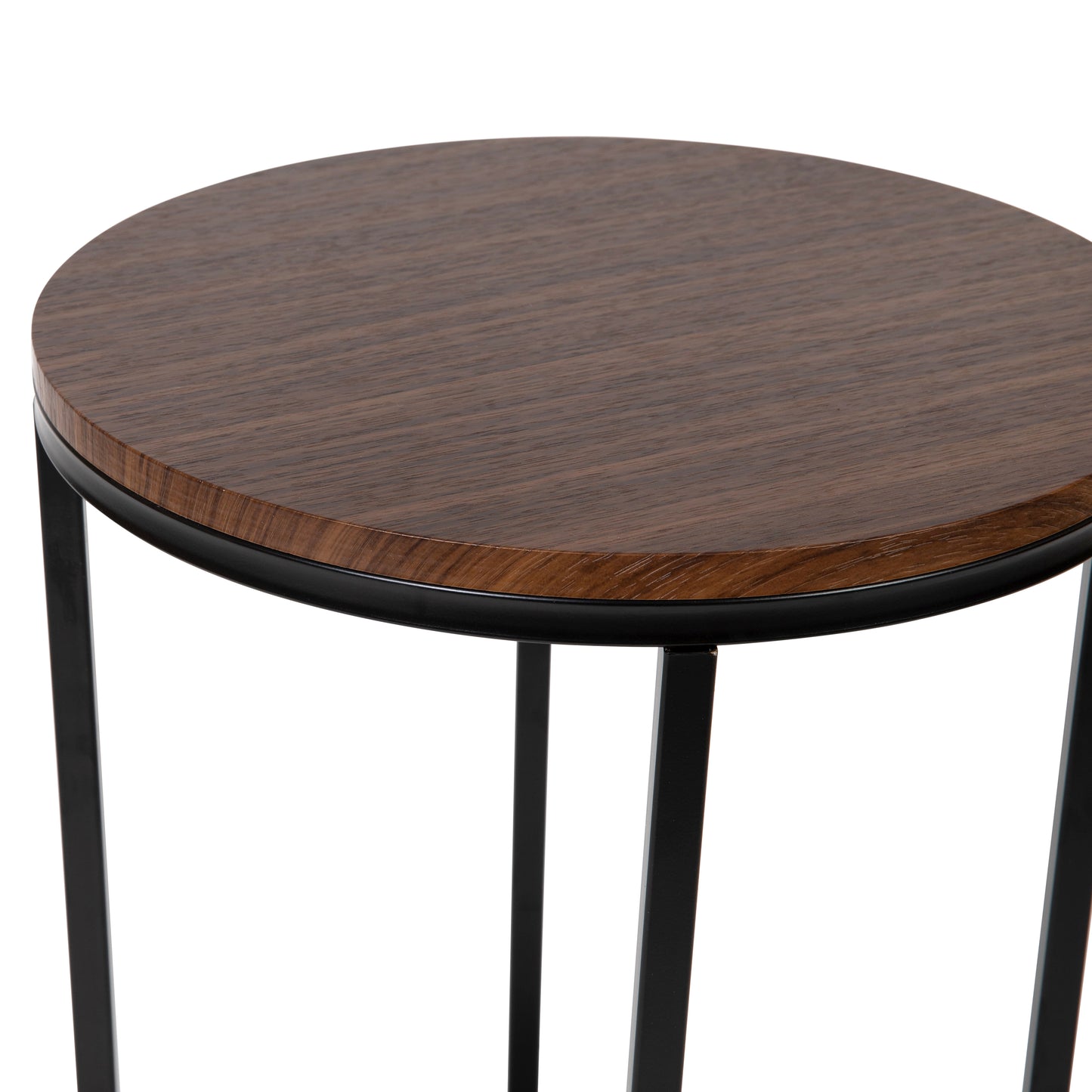 Hampstead Collection End Table - Modern Walnut Finish Accent Table with Crisscross Matte Black Frame Walnut Top/Matte Black Frame