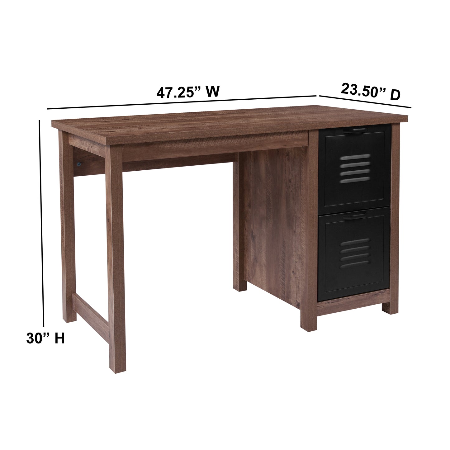 New Lancaster Collection Crosscut Oak Wood Grain Finish Computer Desk with Metal Drawers Crosscut Oak