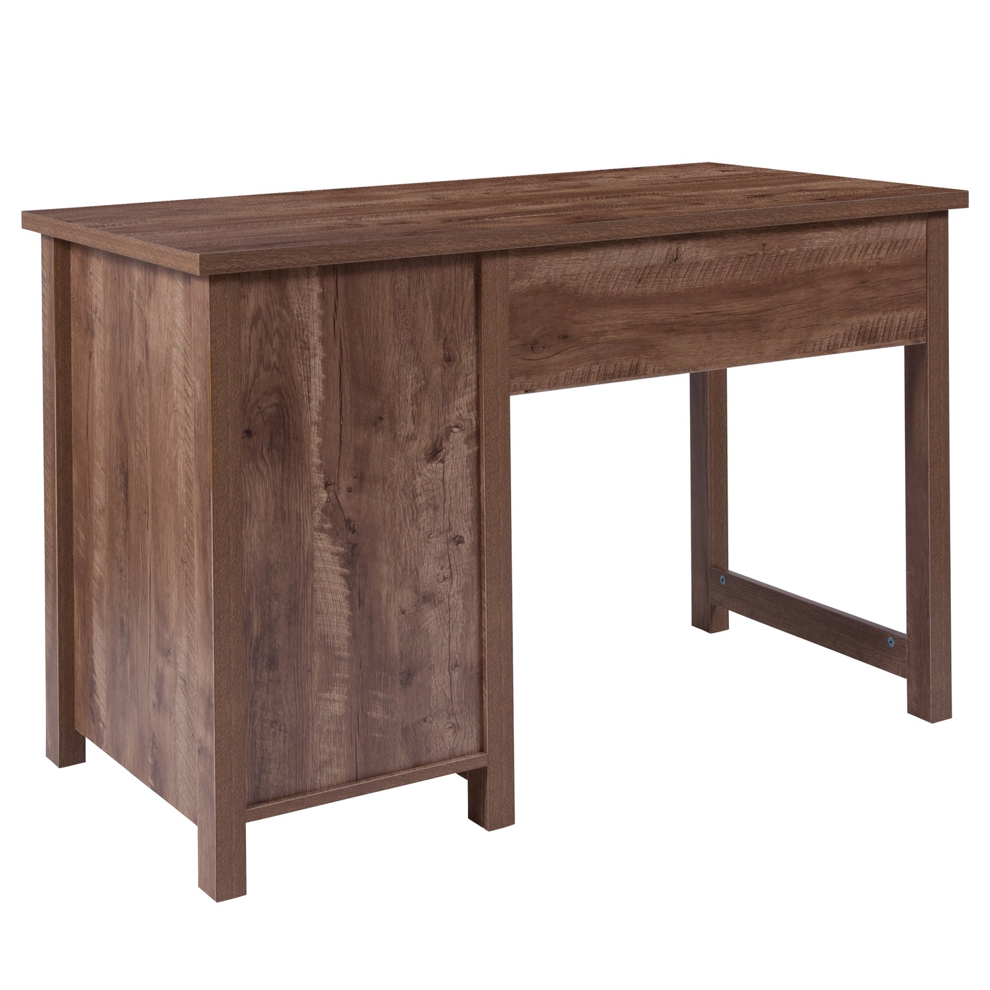 New Lancaster Collection Crosscut Oak Wood Grain Finish Computer Desk with Metal Drawers Crosscut Oak