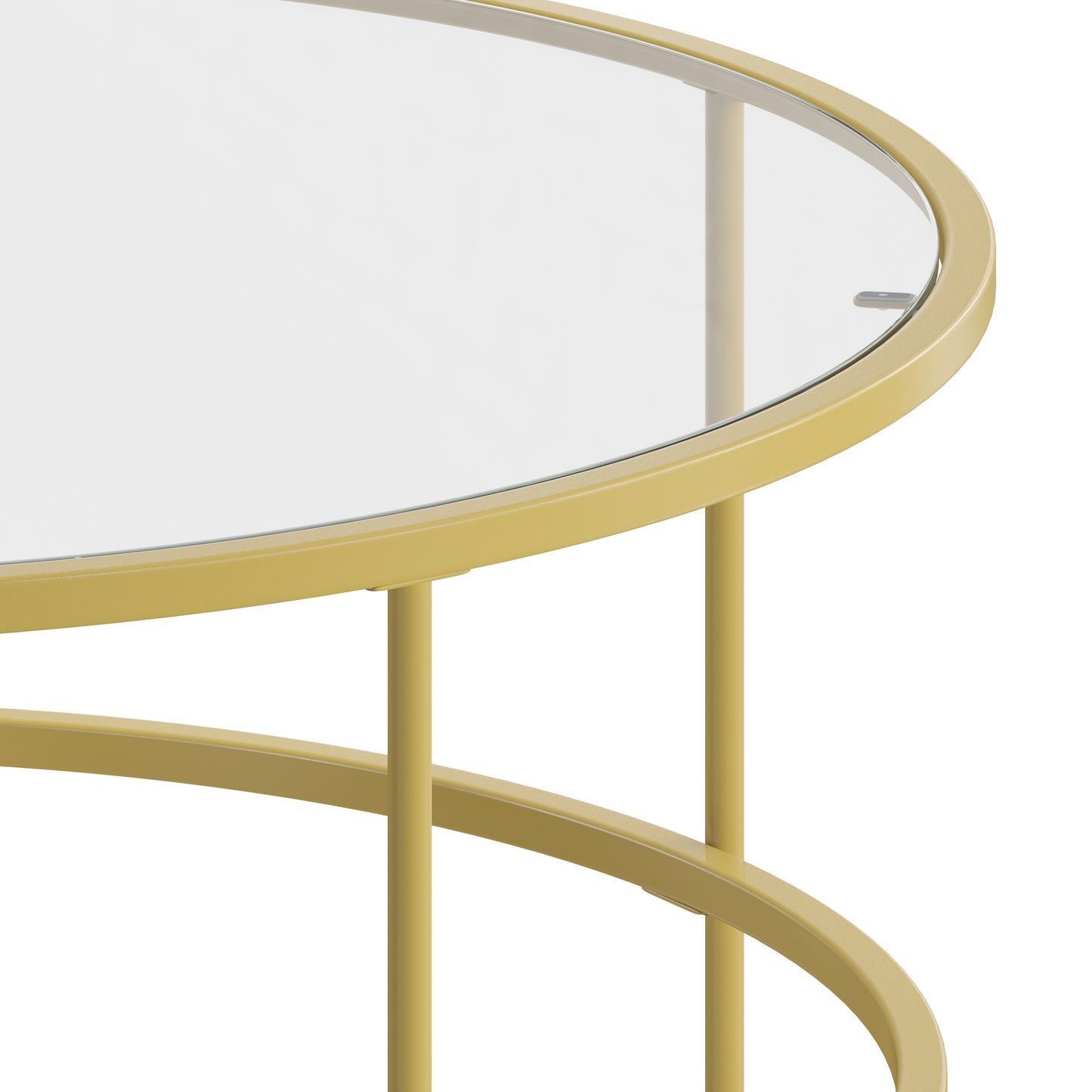 Astoria Collection Round Coffee Table - Modern Clear Glass Coffee Table with Brushed Gold Frame Clear Top/Brushed Gold Frame