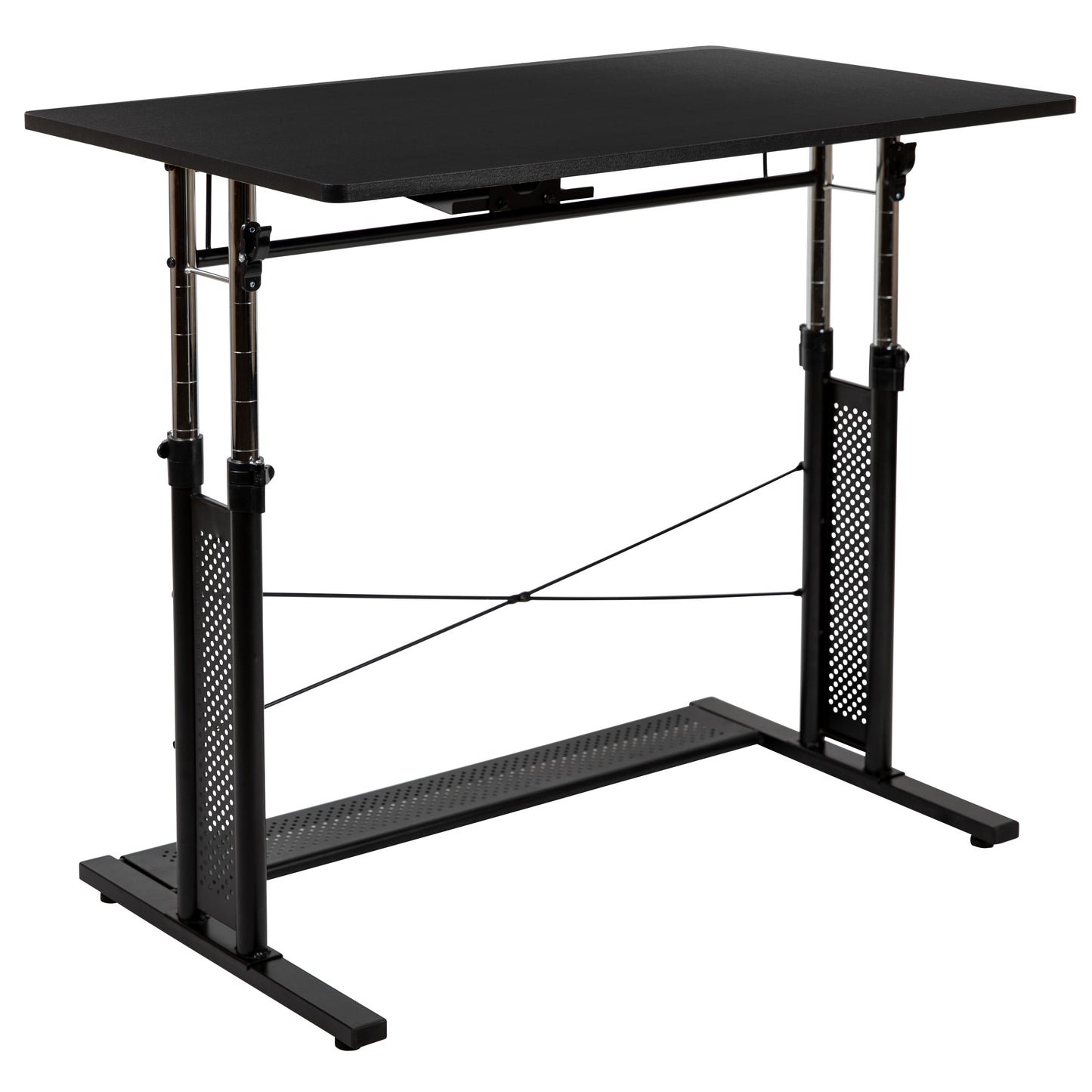 Fairway Height Adjustable (27.25-35.75"H) Sit to Stand Home Office Desk - Black Black
