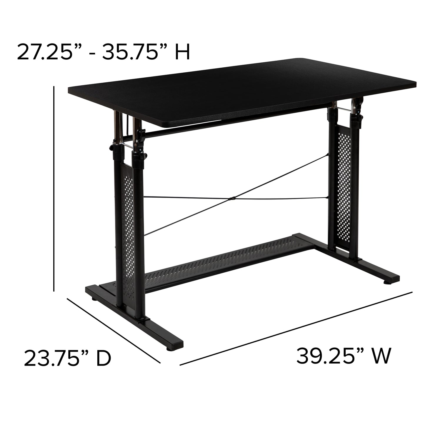 Fairway Height Adjustable (27.25-35.75"H) Sit to Stand Home Office Desk - Black Black