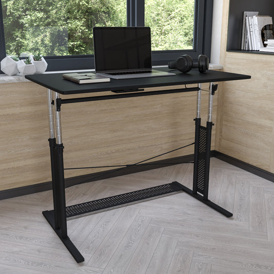 Fairway Height Adjustable (27.25-35.75"H) Sit to Stand Home Office Desk - Black Black NAN-JN-21908-GG