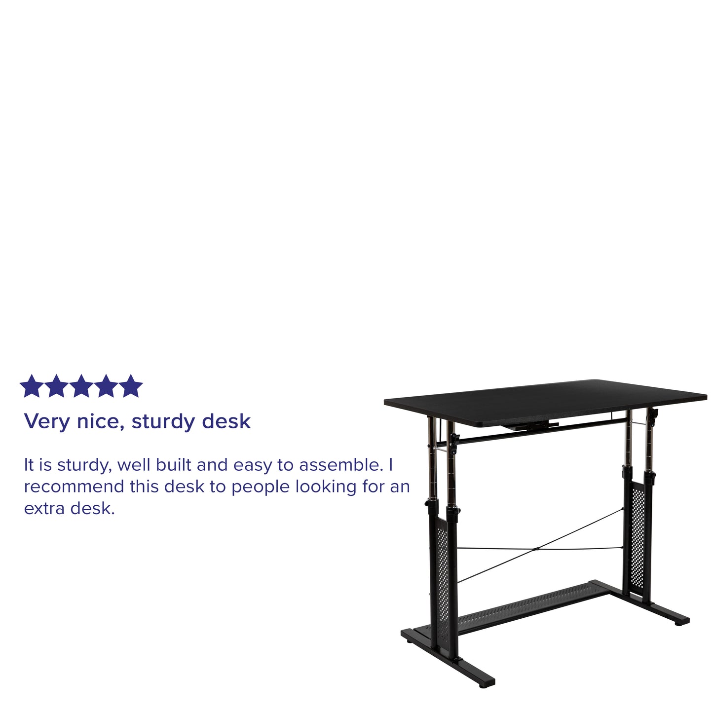Fairway Height Adjustable (27.25-35.75"H) Sit to Stand Home Office Desk - Black Black