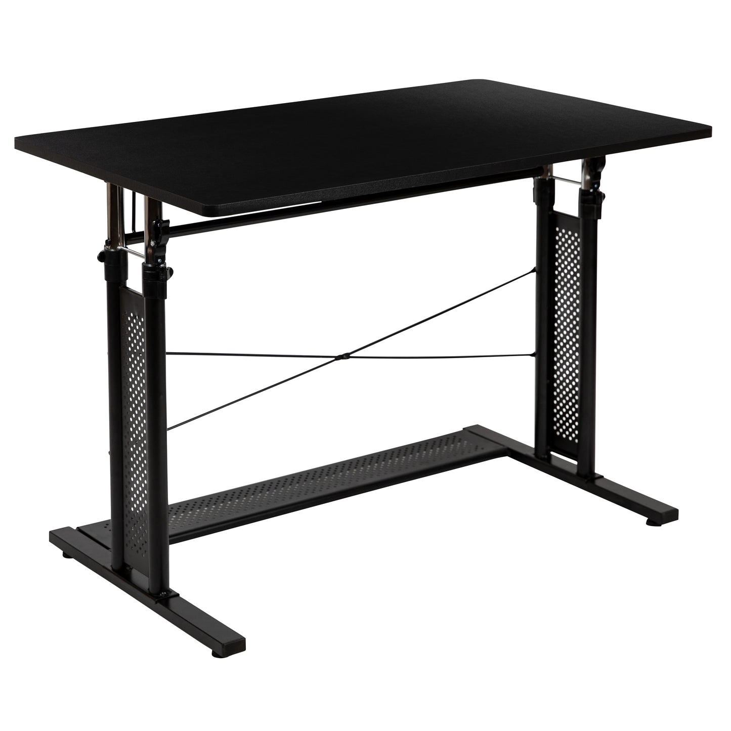 Fairway Height Adjustable (27.25-35.75"H) Sit to Stand Home Office Desk - Black Black