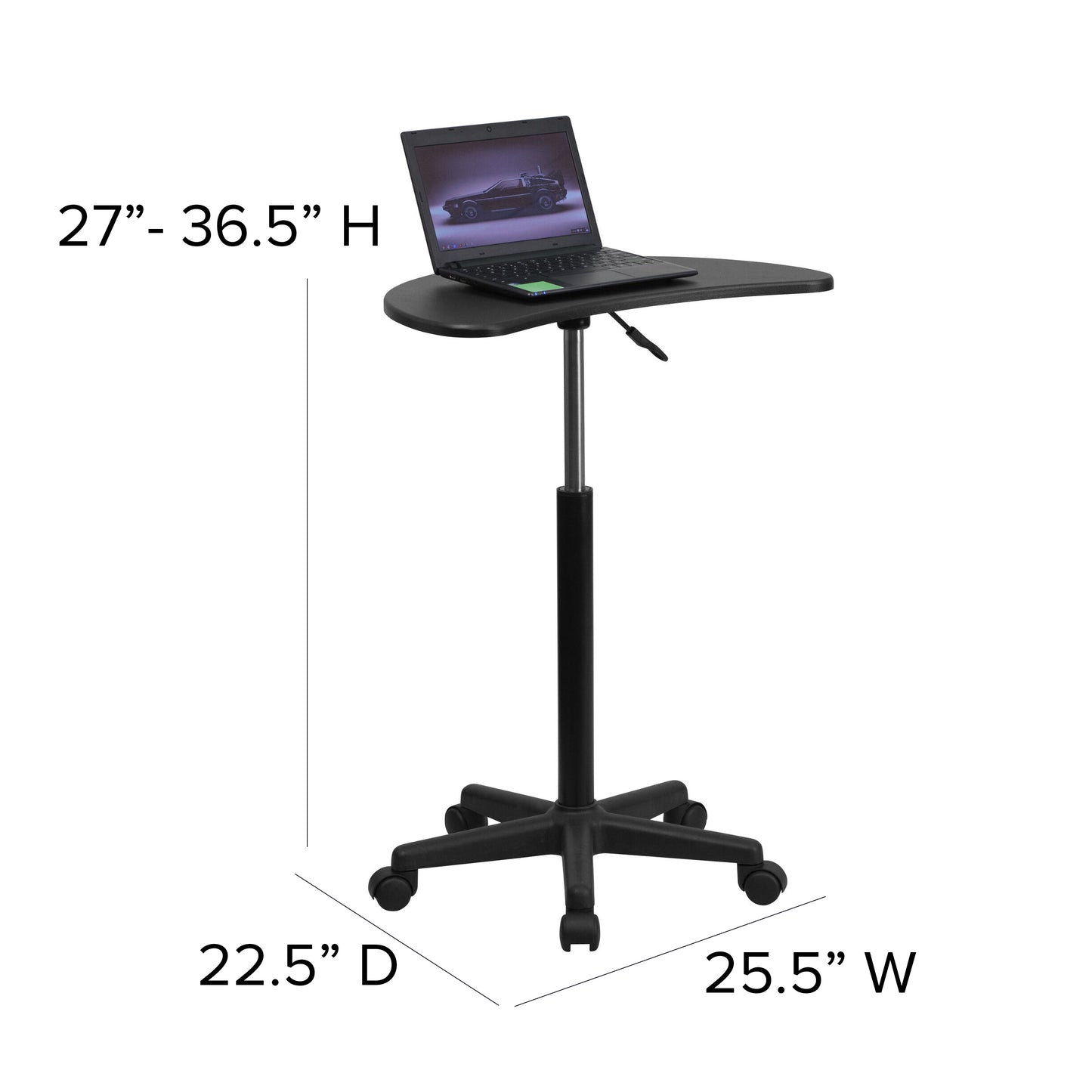 Eve Black Sit to Stand Mobile Laptop Computer Desk Black NAN-JN-2792-GG