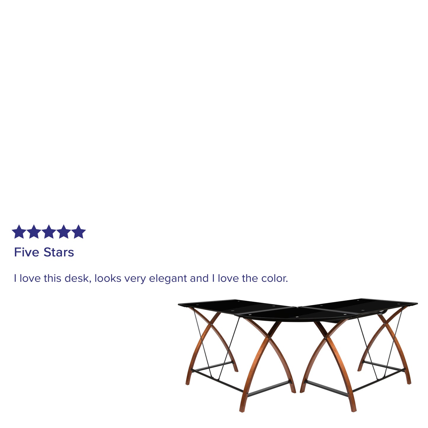 Jude Black Glass L-Shape Corner Computer Desk with Pull-Out Keyboard Tray Black Top/Cherry Frame