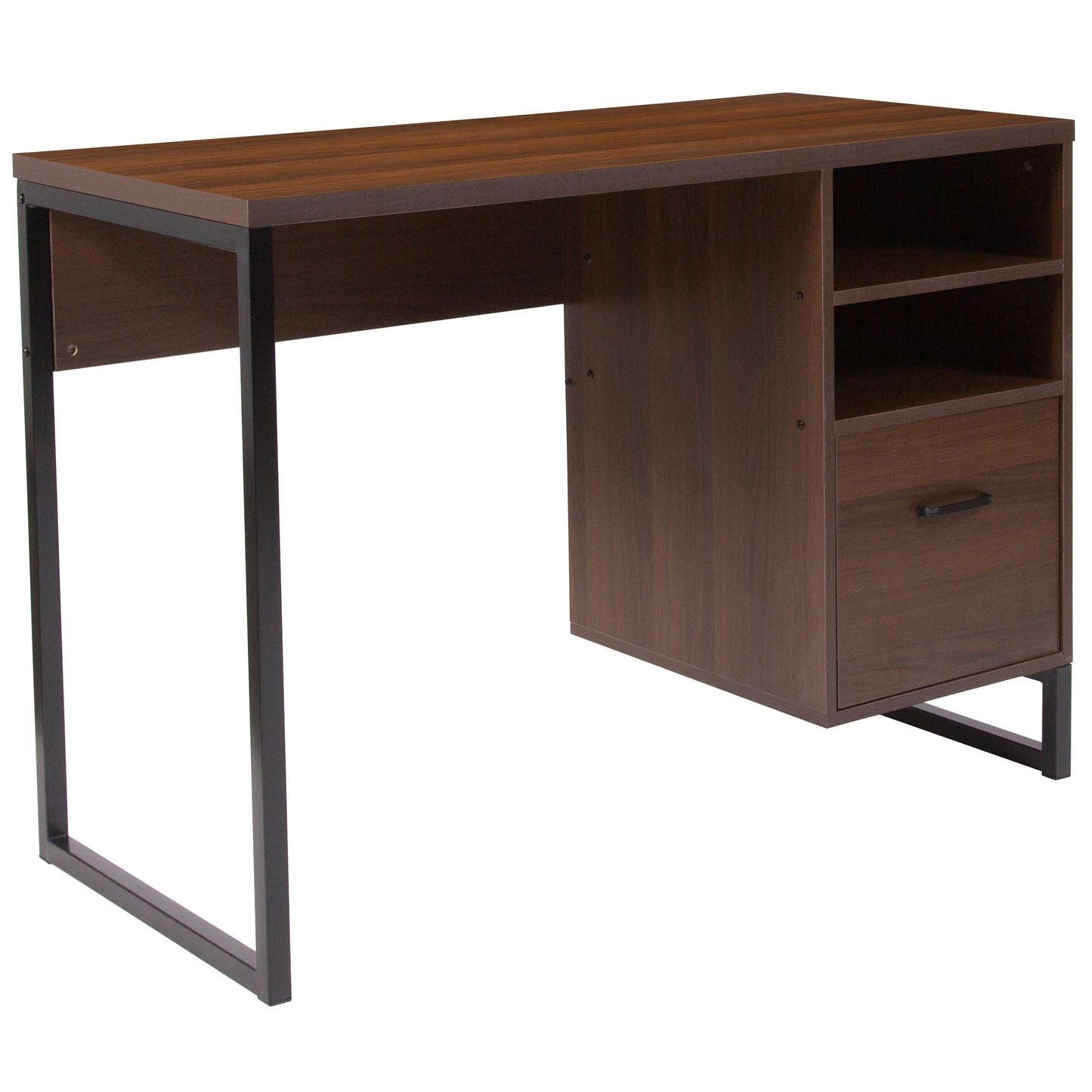 Northbrook Rustic Coffee Wood Grain Finish Computer Desk with Black Metal Frame Rustic NAN-NJ-HD10168-GG