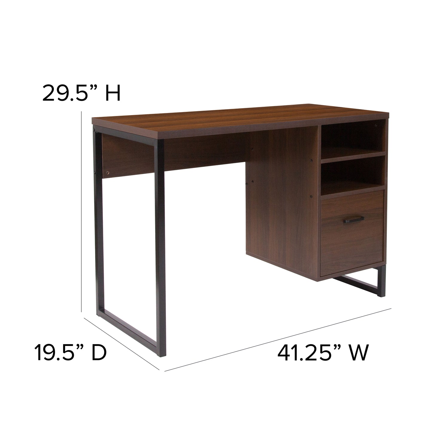 Northbrook Rustic Coffee Wood Grain Finish Computer Desk with Black Metal Frame Rustic NAN-NJ-HD10168-GG