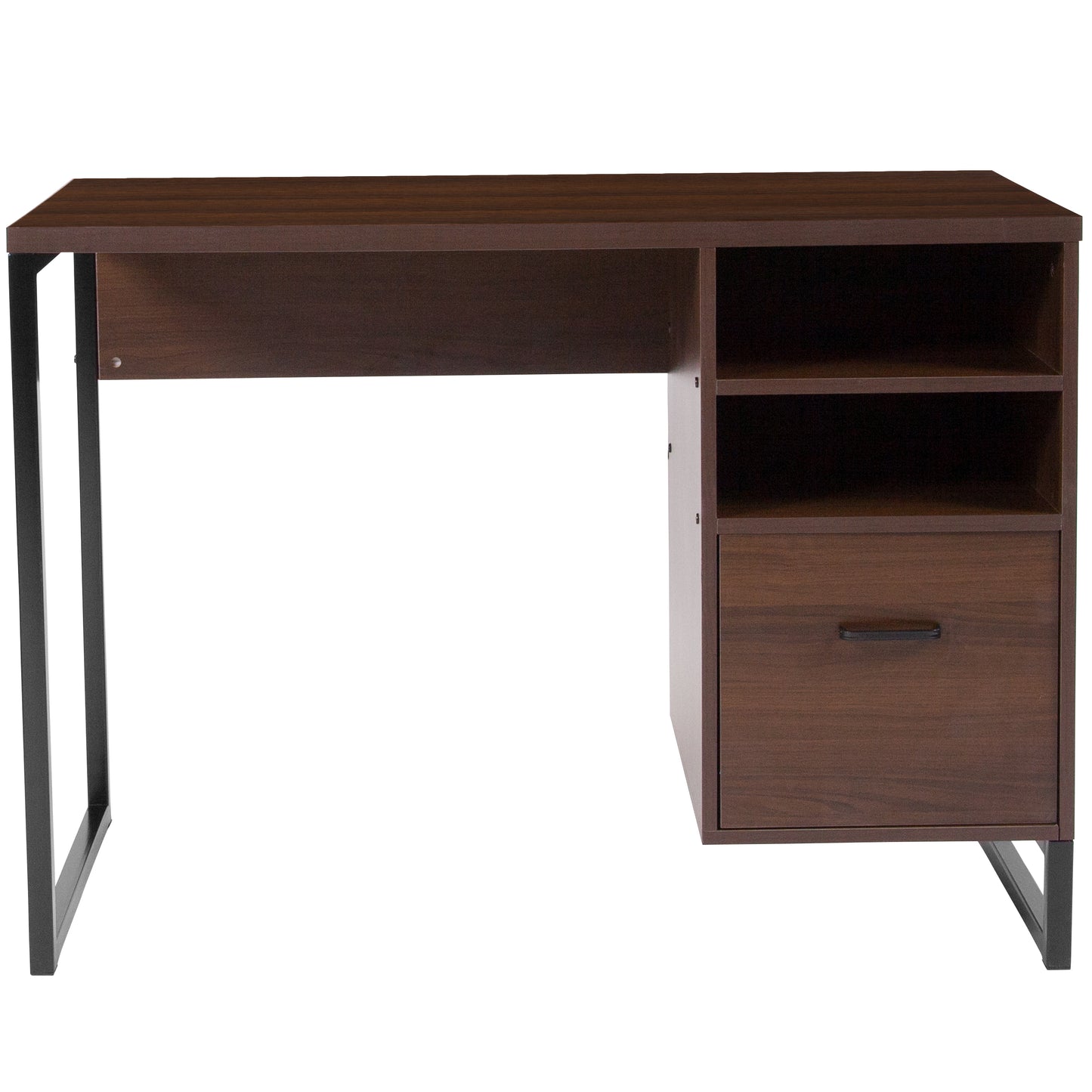 Northbrook Rustic Coffee Wood Grain Finish Computer Desk with Black Metal Frame Rustic NAN-NJ-HD10168-GG