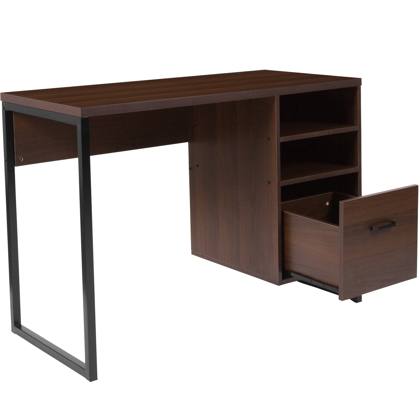 Northbrook Rustic Coffee Wood Grain Finish Computer Desk with Black Metal Frame Rustic NAN-NJ-HD10168-GG