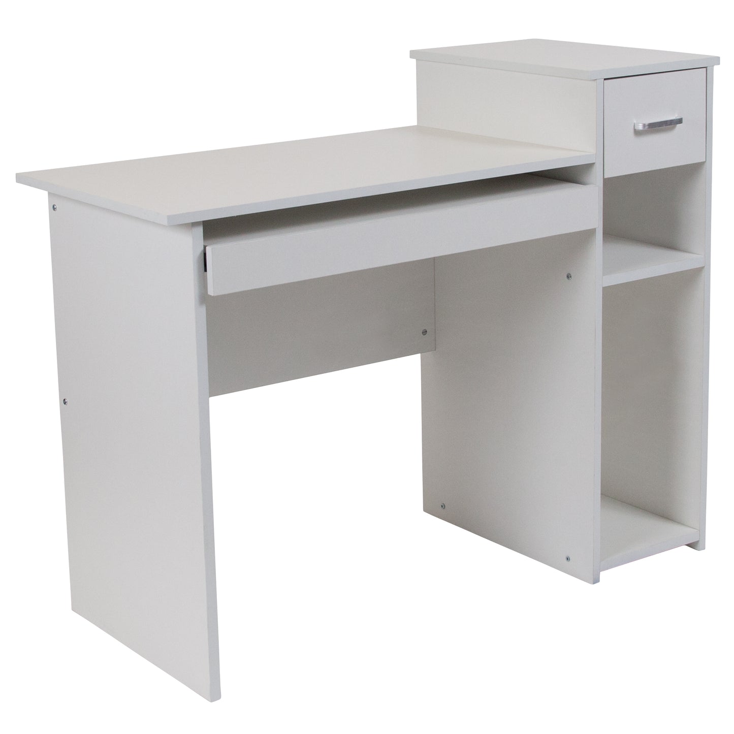 Highland Park White Computer Desk with Shelves and Drawer White