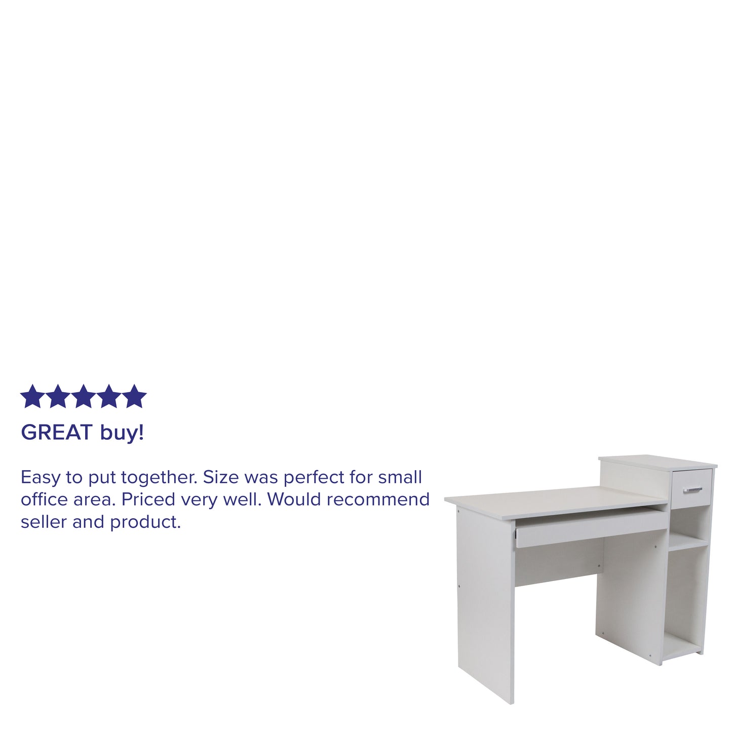 Highland Park White Computer Desk with Shelves and Drawer White