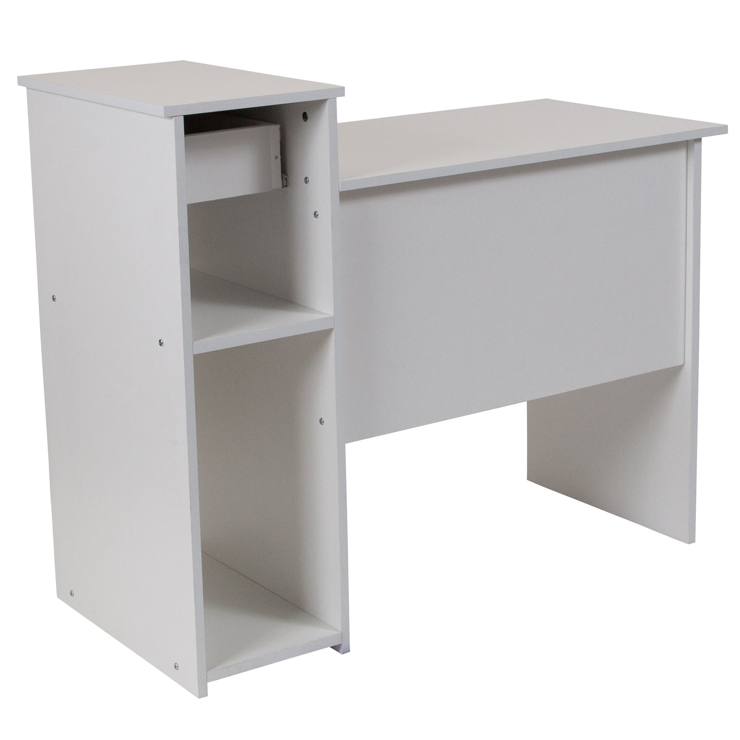 Highland Park White Computer Desk with Shelves and Drawer White