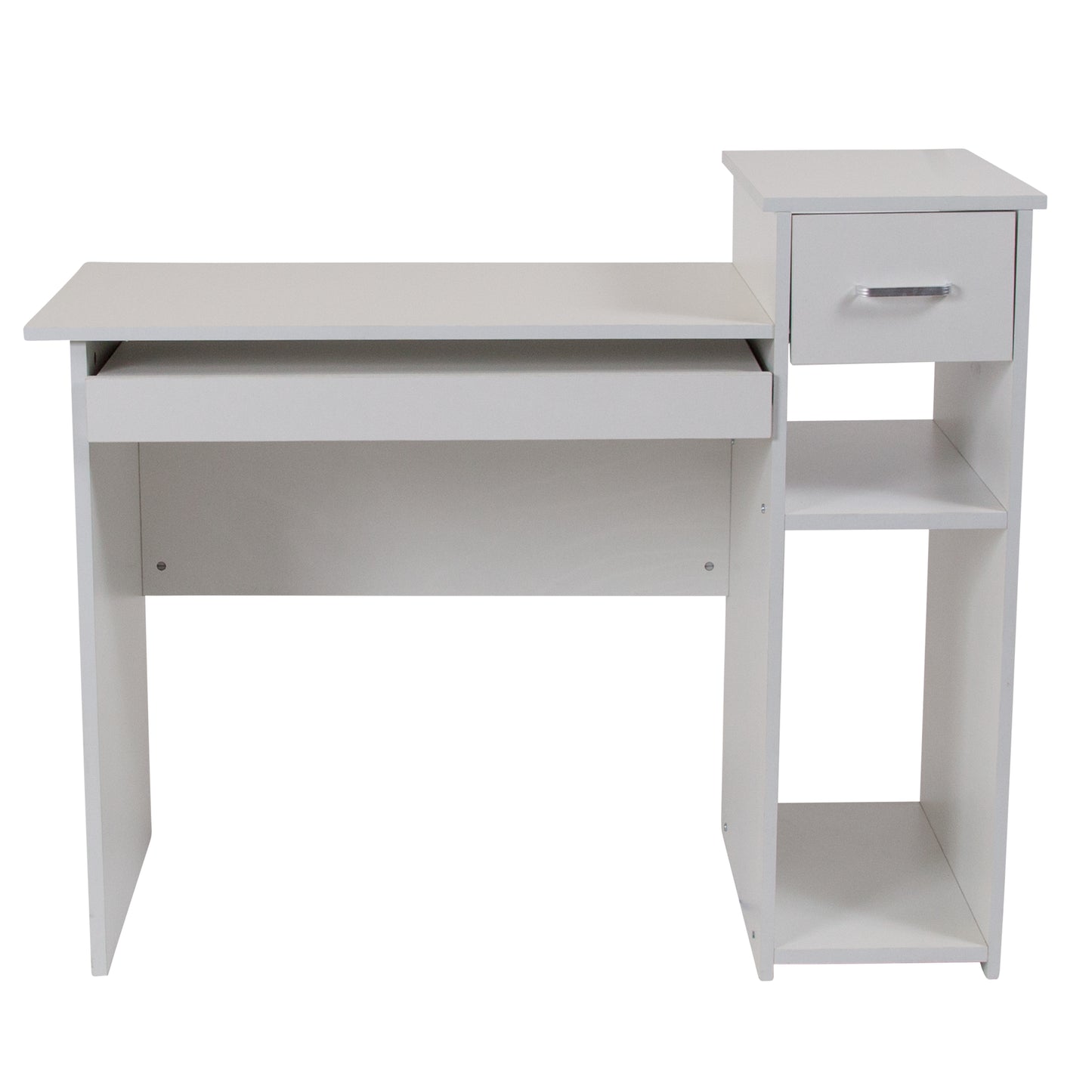 Highland Park White Computer Desk with Shelves and Drawer White