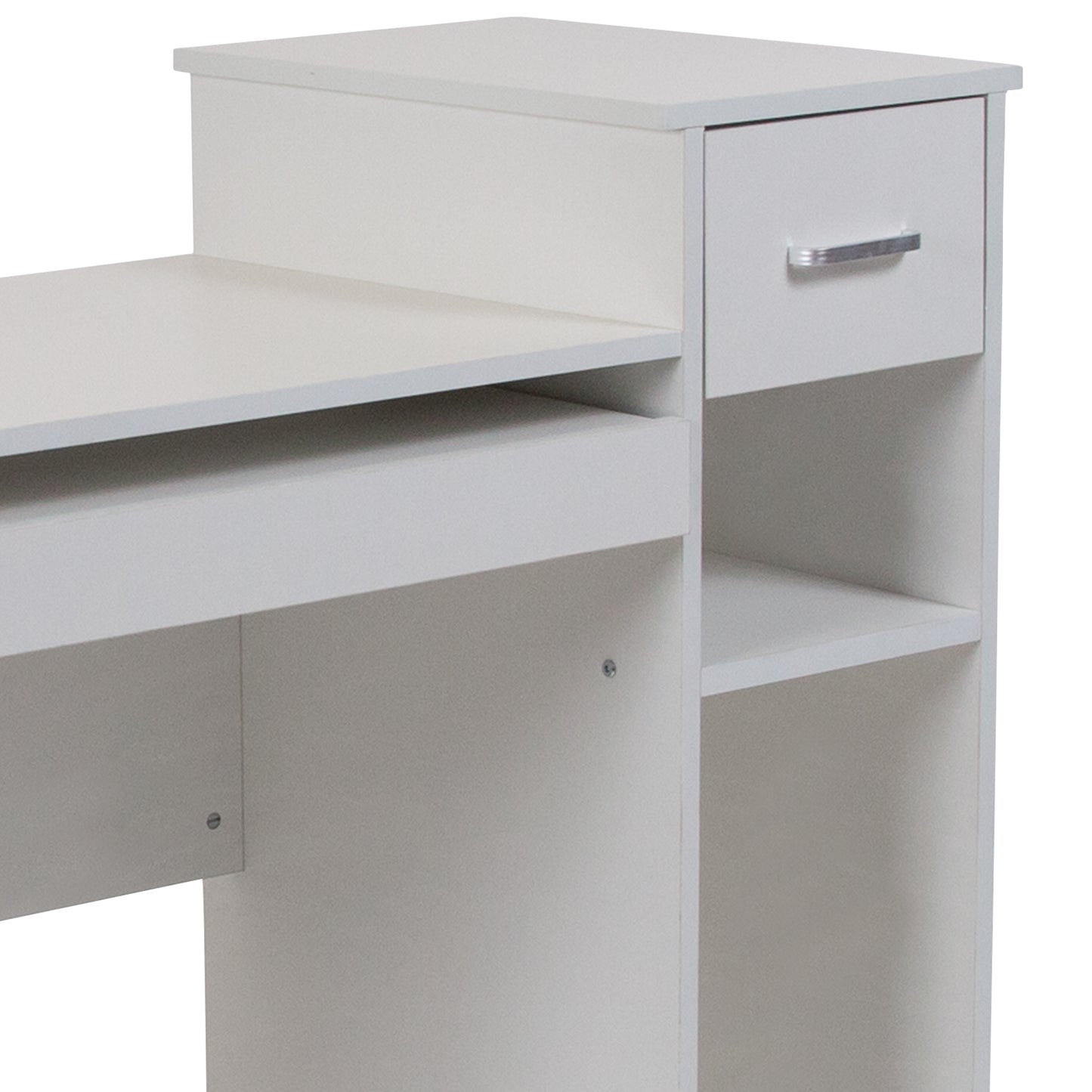 Highland Park White Computer Desk with Shelves and Drawer White