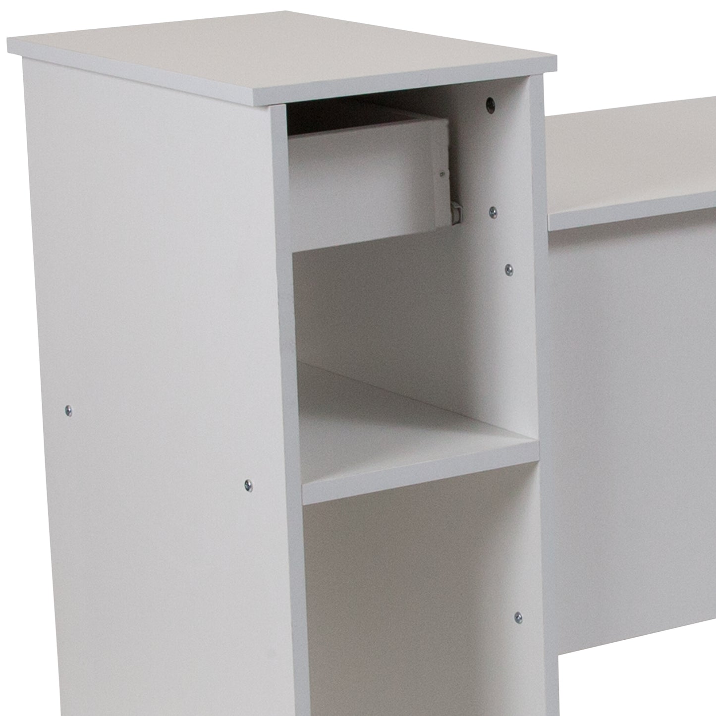 Highland Park White Computer Desk with Shelves and Drawer White