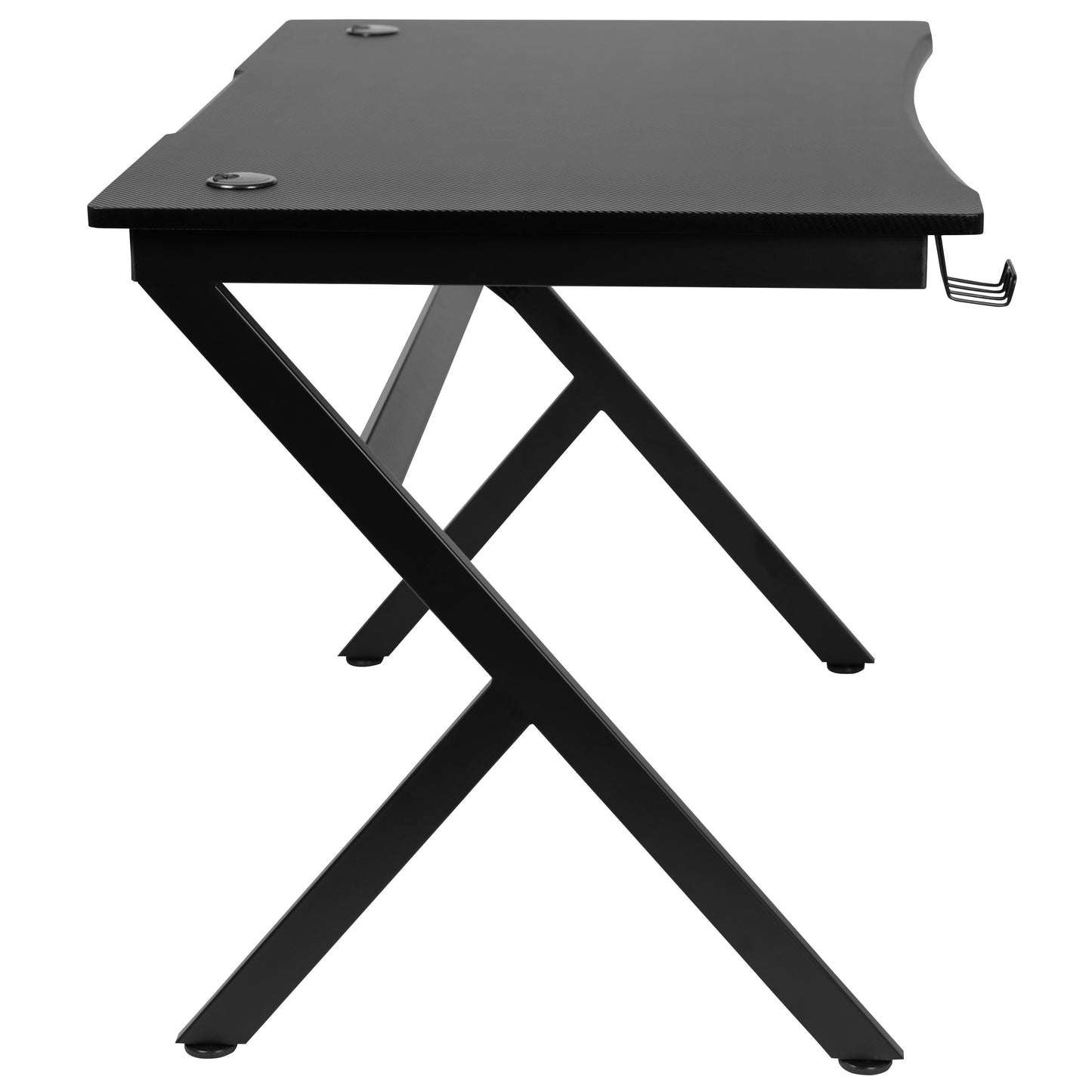 Duncan Gaming Desk 45.25" x 29" Computer Table Gamer Workstation with Headphone Holder and 2 Cable Management Holes Black