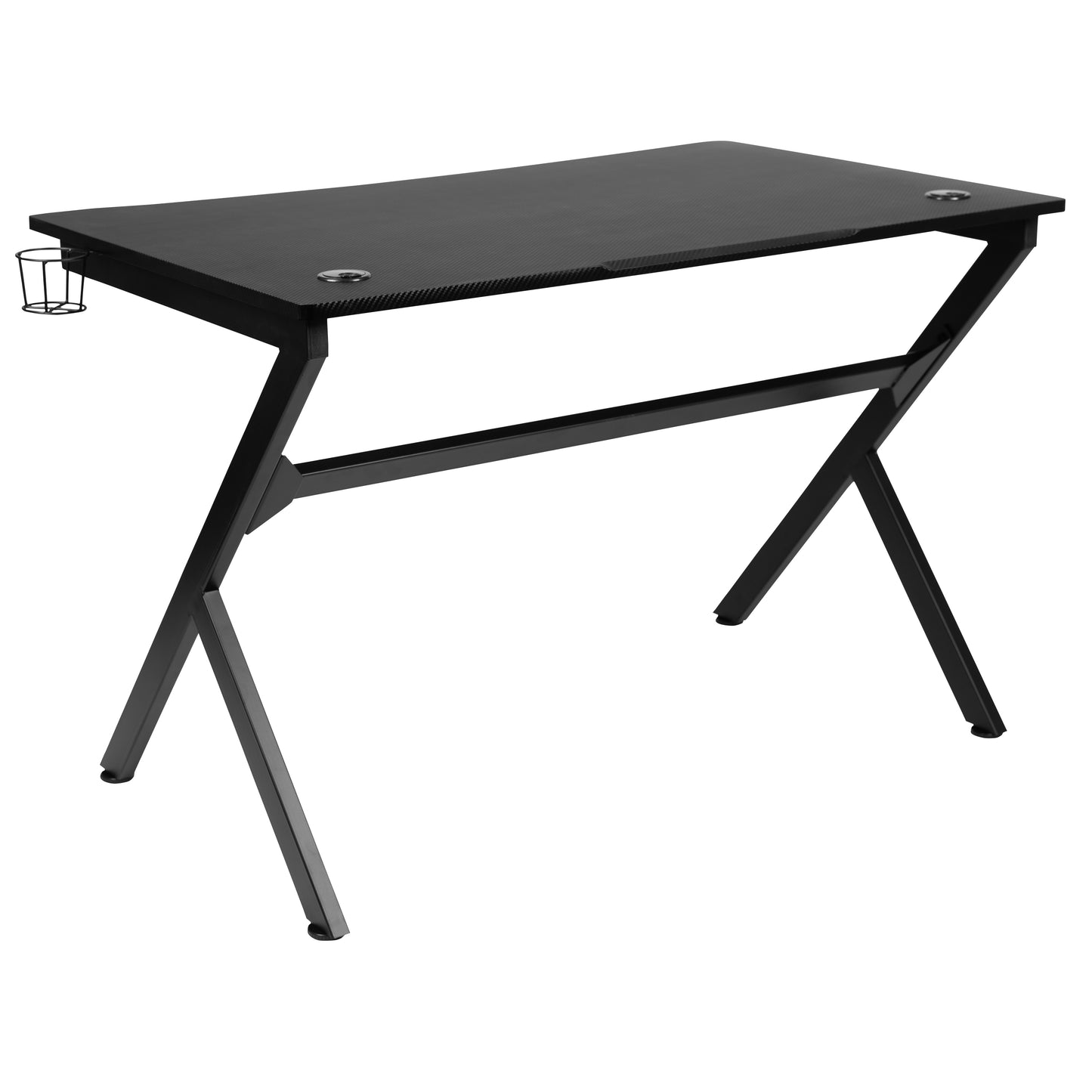 Duncan Gaming Desk 45.25" x 29" Computer Table Gamer Workstation with Headphone Holder and 2 Cable Management Holes Black