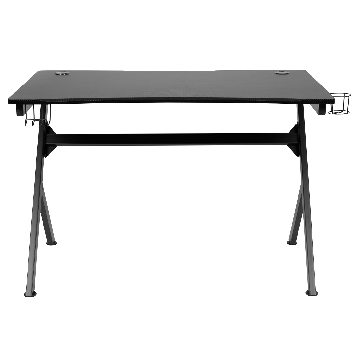 Duncan Gaming Desk 45.25" x 29" Computer Table Gamer Workstation with Headphone Holder and 2 Cable Management Holes Black