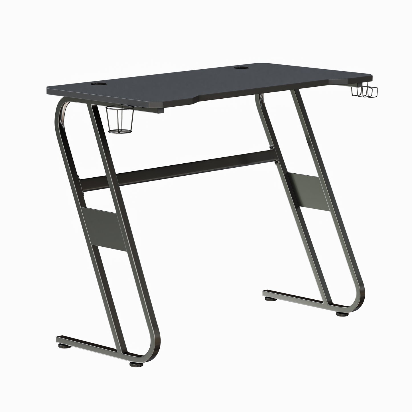 Fisher Black Gaming Ergonomic Desk with Cup Holder and Headphone Hook Black