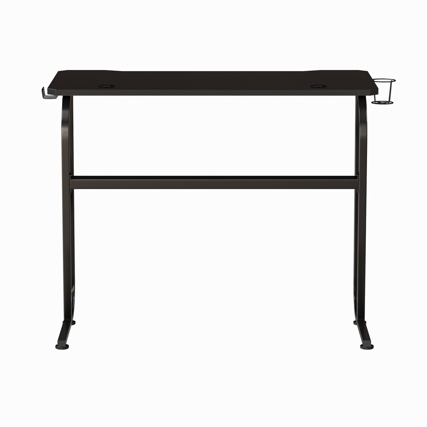 Fisher Black Gaming Ergonomic Desk with Cup Holder and Headphone Hook Black